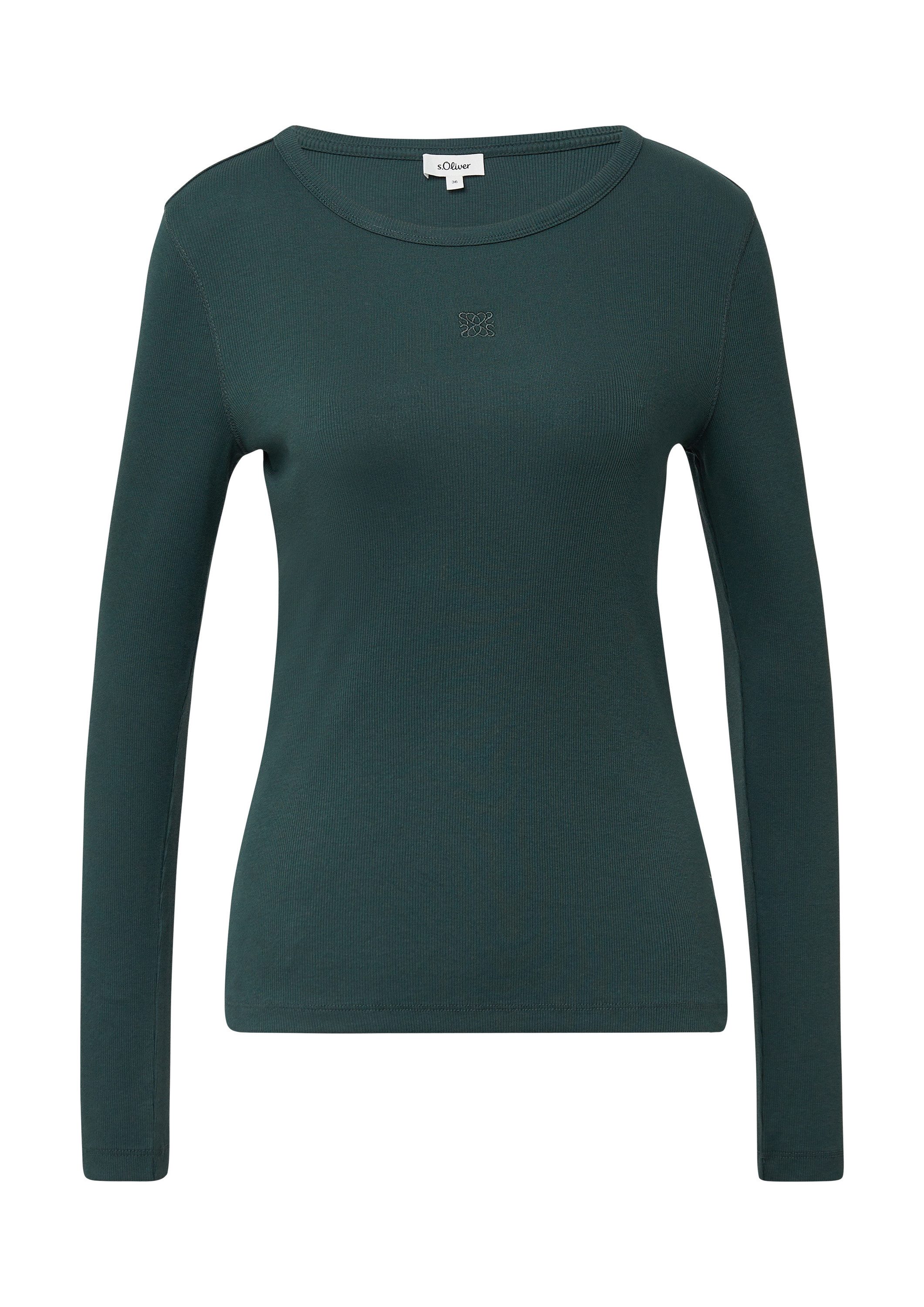 s.Oliver Langarmshirt T-Shirt Ripp-Langarmshirt mit Stickerei günstig online kaufen