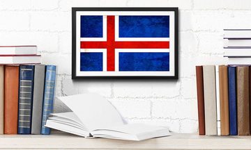 WandbilderXXL Bild mit Rahmen Island, Flagge, Wandbild, in 4 Größen erhältlich