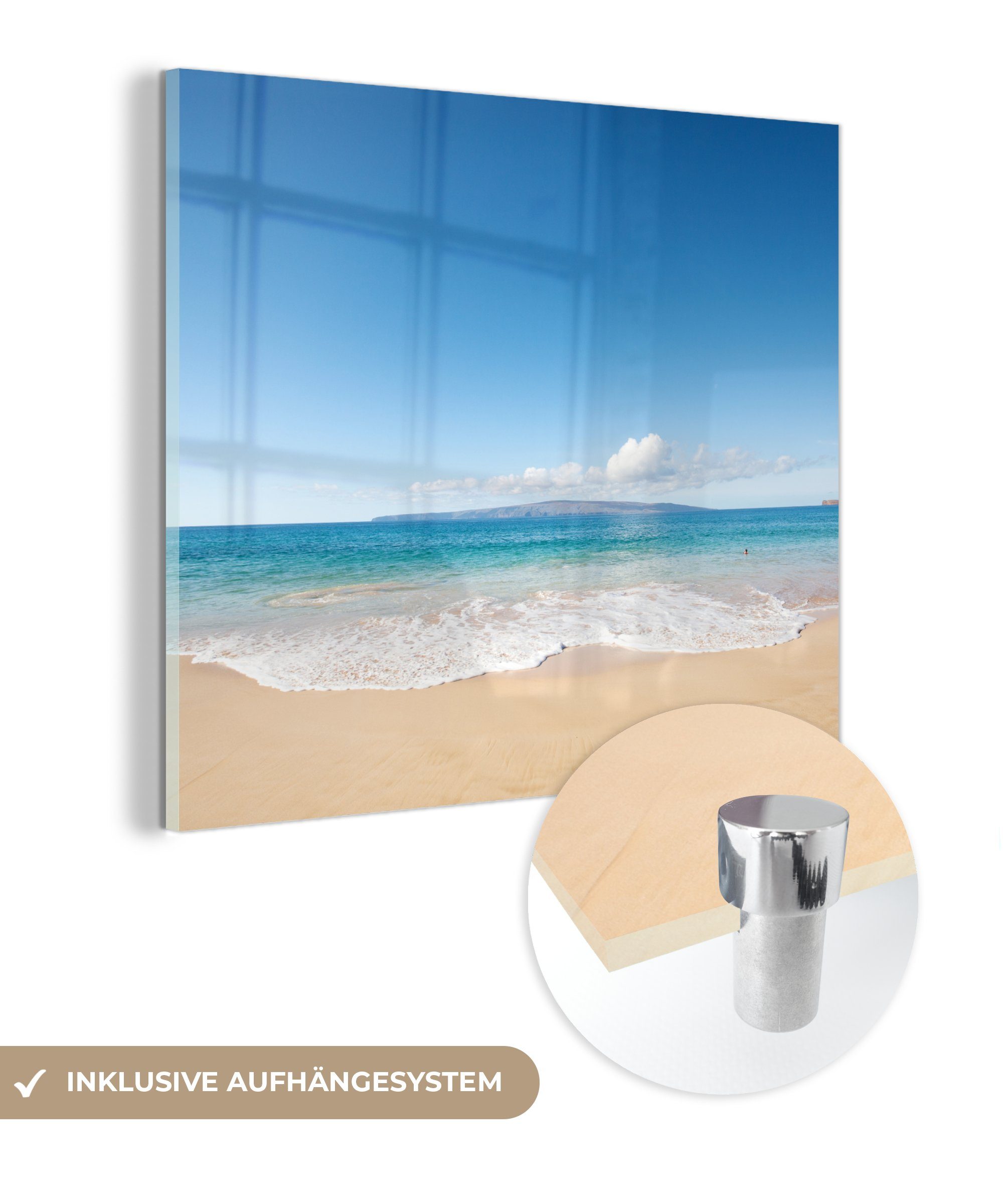 (1 - - Glas Glas St), - Türkis - Acrylglasbild MuchoWow auf - Meer Glasbilder Wanddekoration Bilder Foto Hawaii, Wandbild auf