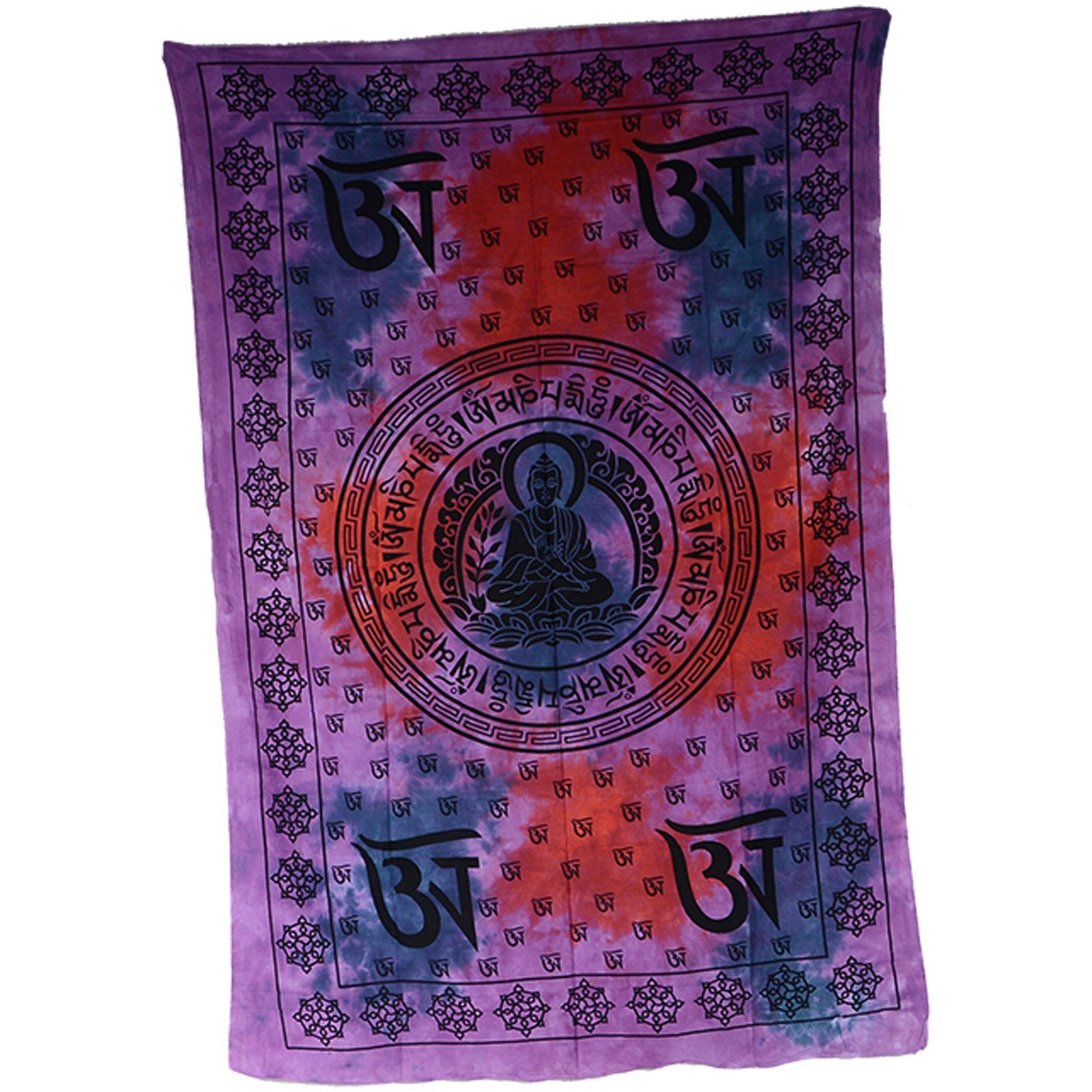 KUNST UND MAGIE Wandteppich Bunte Tagesdecke Wandbehang Tuch Buddha Mandala ca. 200 x 135 cm