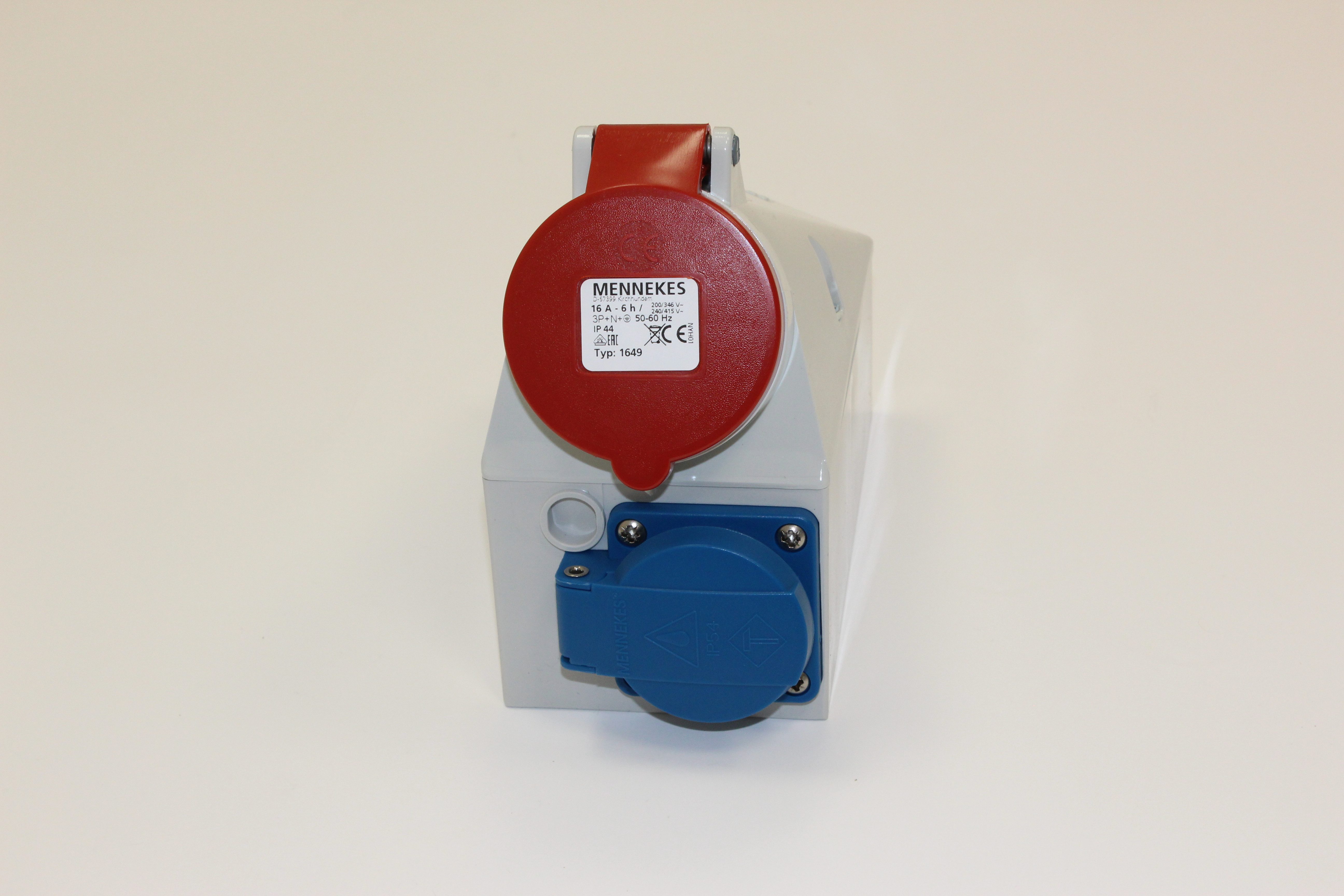 Mennekes Steckdose Mennekes CEE-Kombi-Wandsteckdose 1649 1xSchuko 1xCEE 16A, schraubenlose Anschlusstechnik