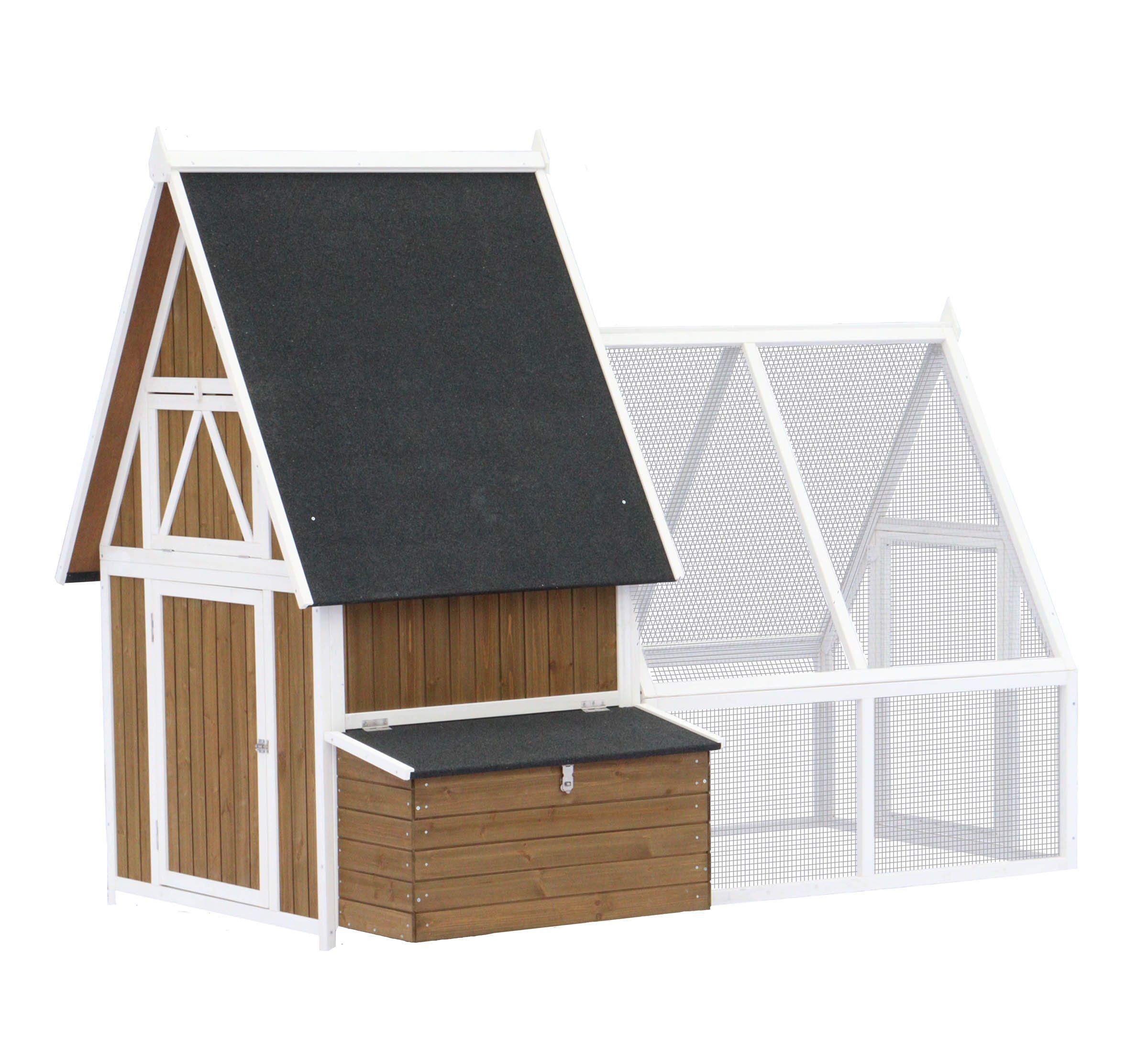 Dehner Hühnerstall Madita, 173.5 x 223 x 140 cm, Holz/Metall, wetterfestes Geflügelhaus mit Freilauf und praktischem Legekasten