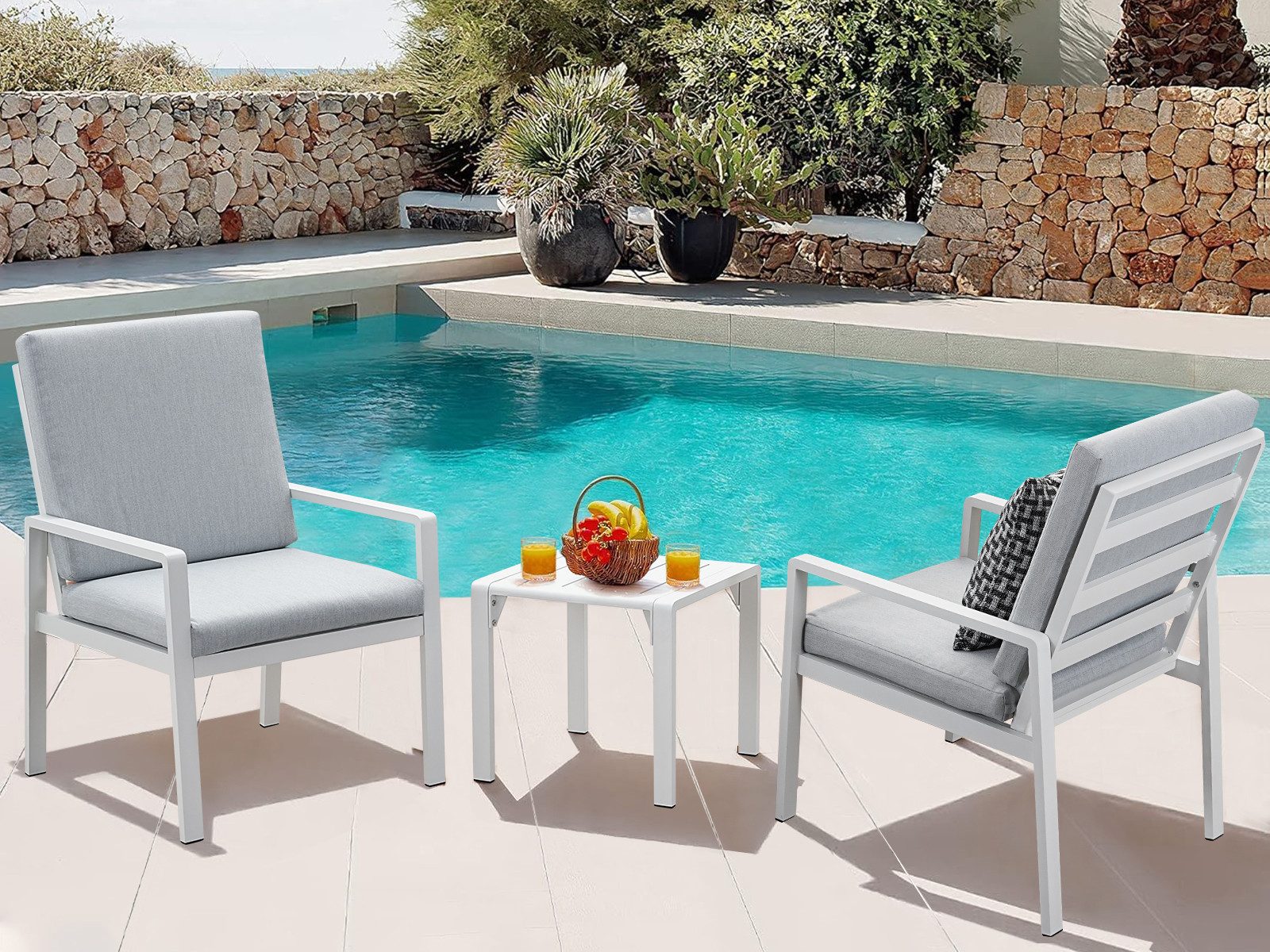 MeXo Gartenlounge-Set SGS zertifiziert, Aluminium Gartenmöbel-Set, günstig online kaufen