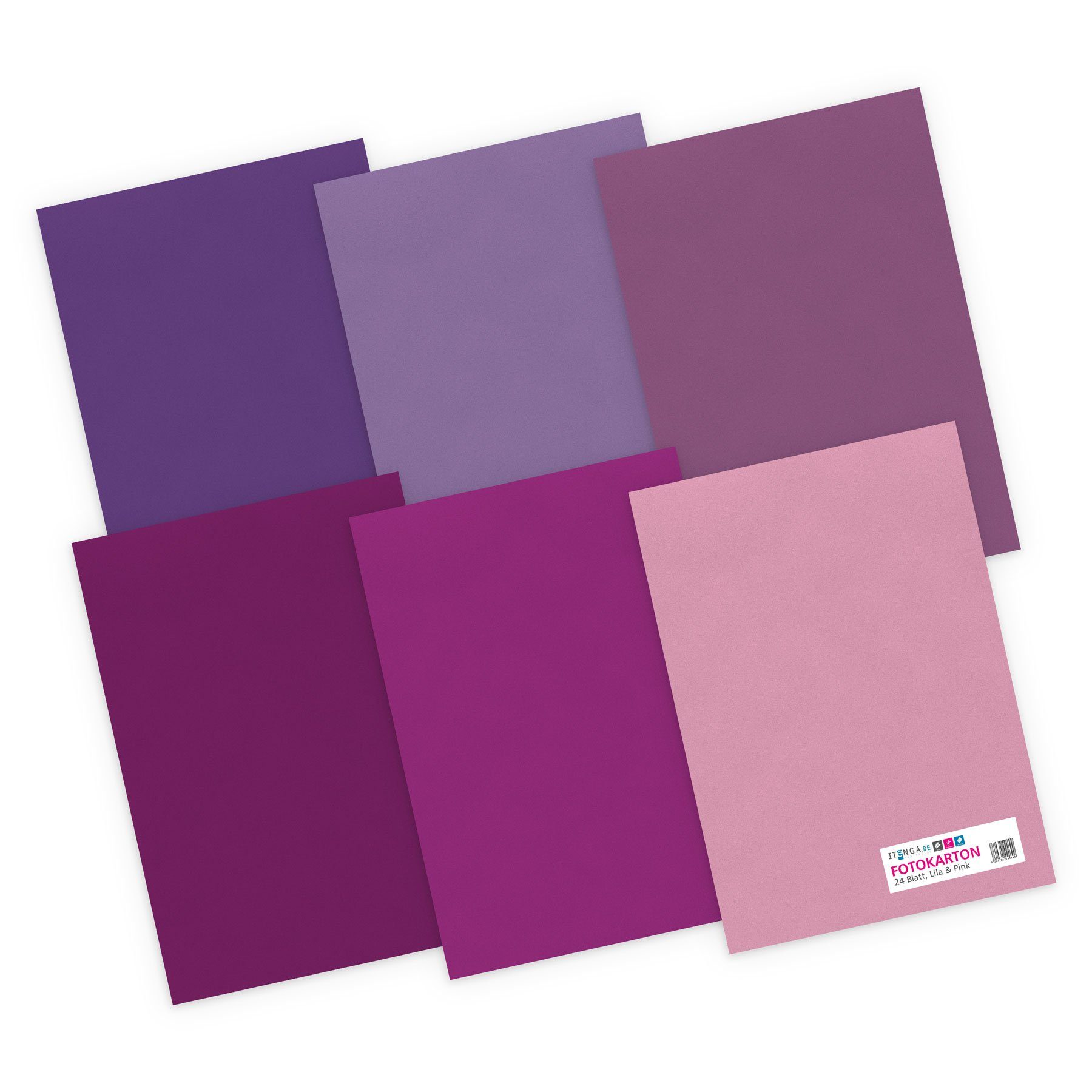 itenga Bastelkartonpapier itenga Tonpapier - A4 130 g/qm 24 Blatt - Lila und Pinktöne 6 Farben j