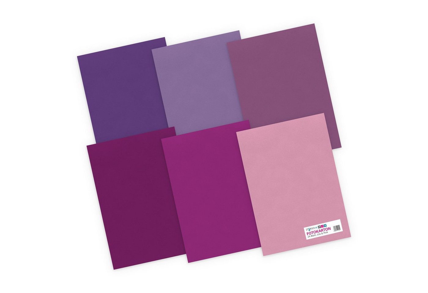 itenga Bastelkartonpapier itenga Tonpapier - A4 130 g/qm 24 Blatt - Lila und Pinktöne 6 Farben j