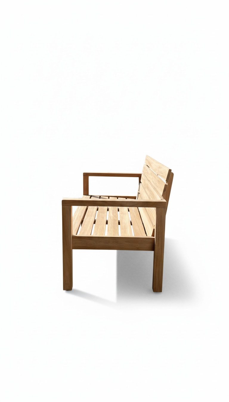 Strandkorb-King Gartenbank Teakholz Gartenbank SAMOSIR 150cm 3 Sitzer