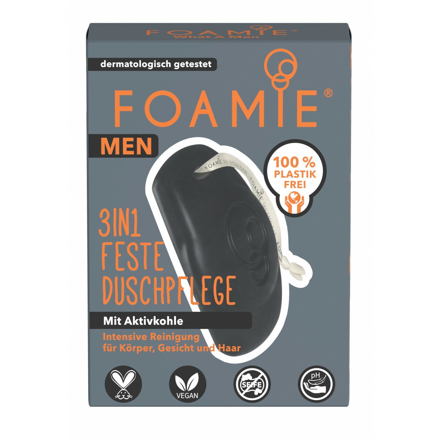 FOAMIE Feste Duschseife Men 3in1 mit Aktivkohle, 1-tlg.