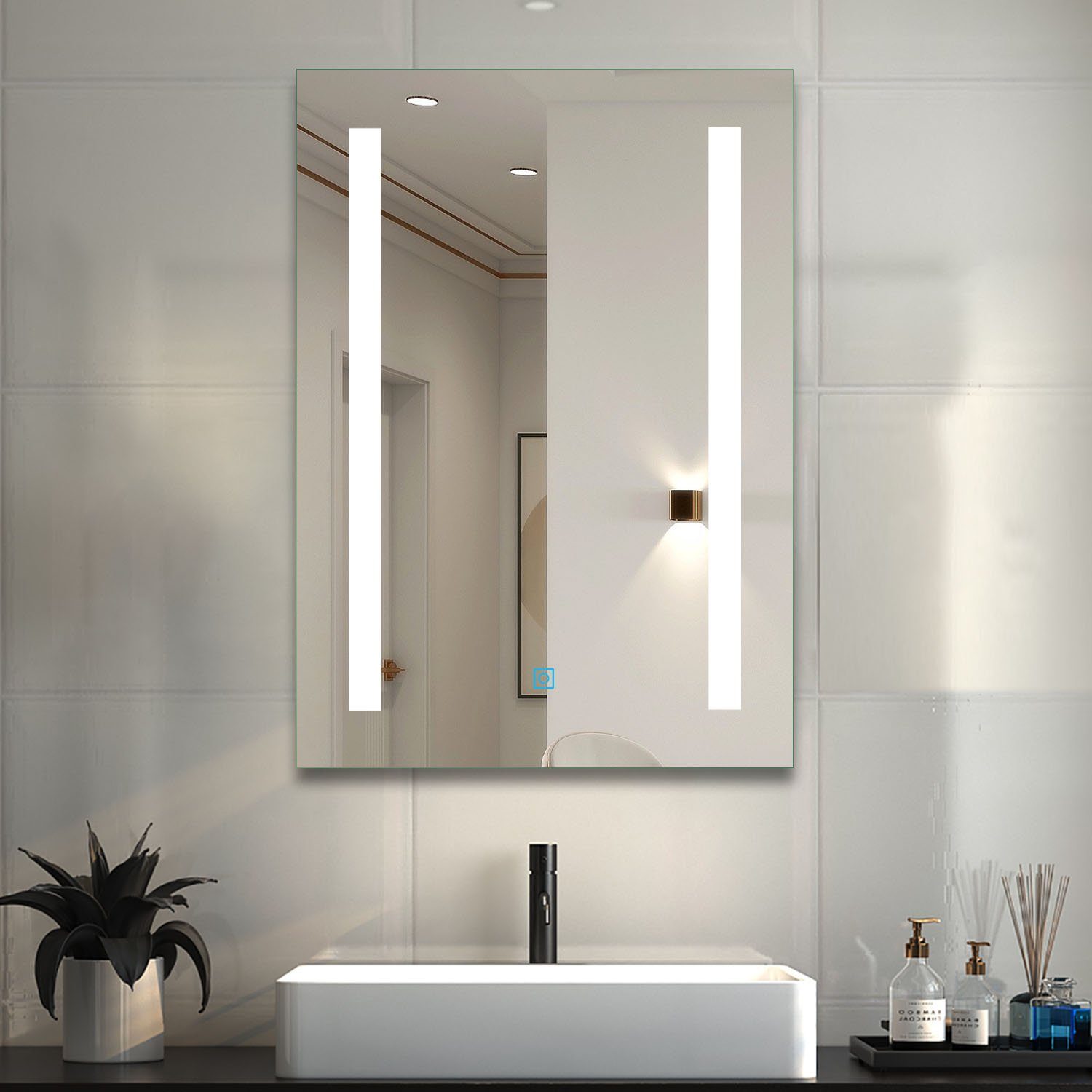 LED mit cm, Badspiegel Beschlagfrei Beleuchtung 45-80 duschspa Touch-Schalter Kaltweiß