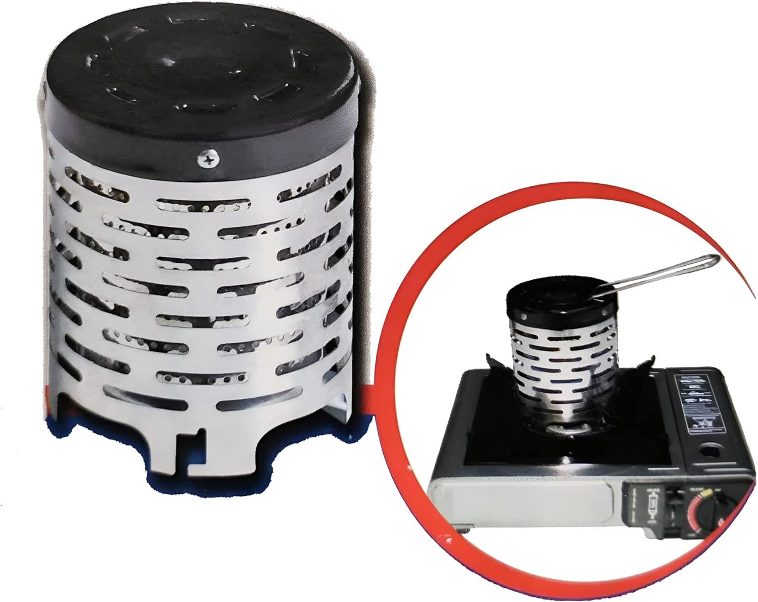 Greenpoint Heizgerät Greenpoint Heizaufsatz für Campingkocher aus Edelstahl bis 2 kW, mit Gaskocher aus Edelstahl oder Aluminium und Gaskartusche