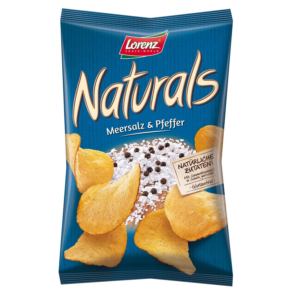 LORENZ Knabberei, Lorenz Naturals Meersalz und Pfeffer Chips in Schale geröstet 95g