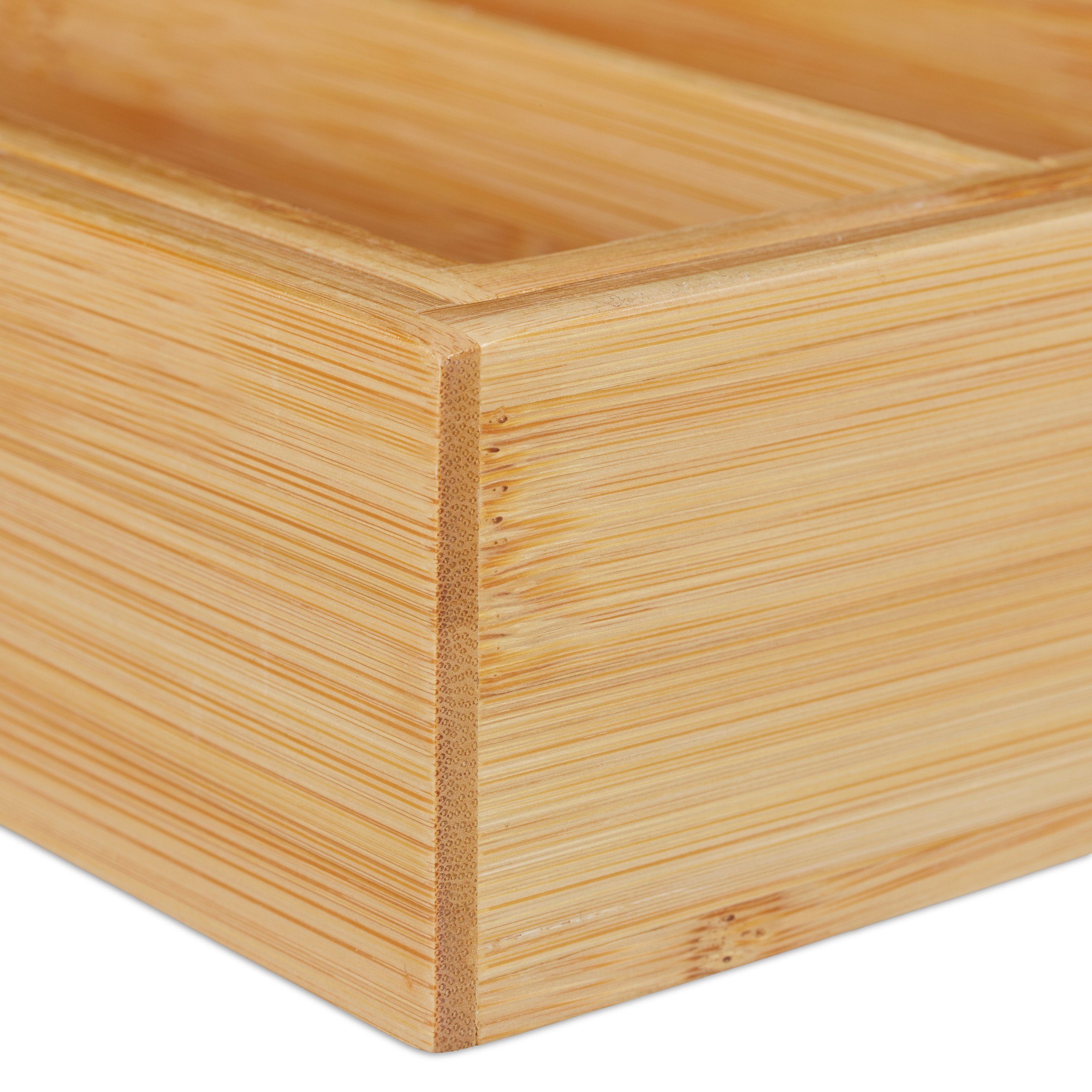 relaxdays Besteckkasten Besteckkasten Bambus hoch ausziehbar