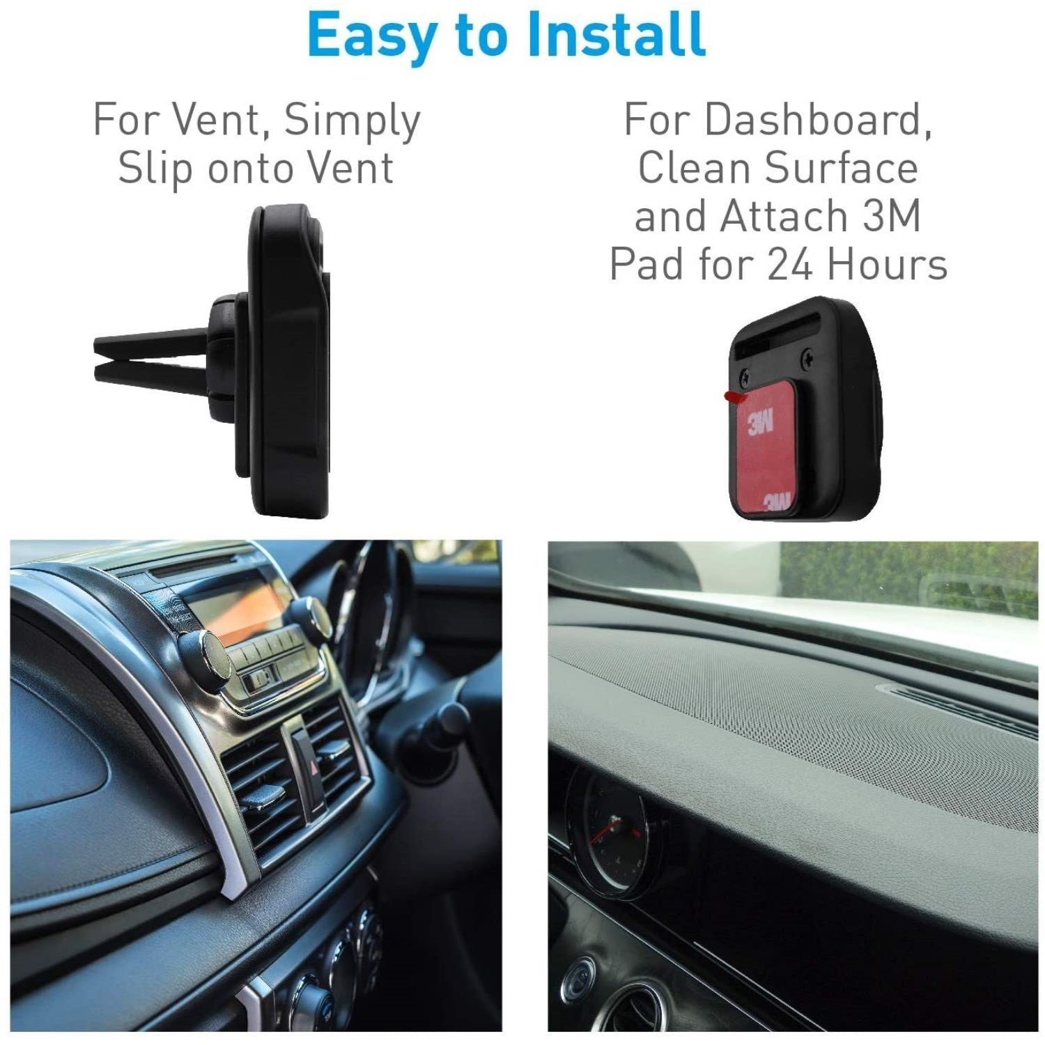 Macally Handy-Halterung Magnet Handy-Halterung Auto Navi KFZ Halter, (3in1 Magnetisch Pop-Out-Ständer iRing Lüftungsgitter Armaturenbrett)
