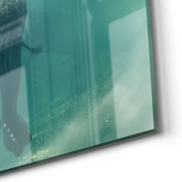 DEQORI Glasbild 'Schwimmender Elefant', 'Schwimmender Elefant', Glas Wandbild Bild schwebend modern