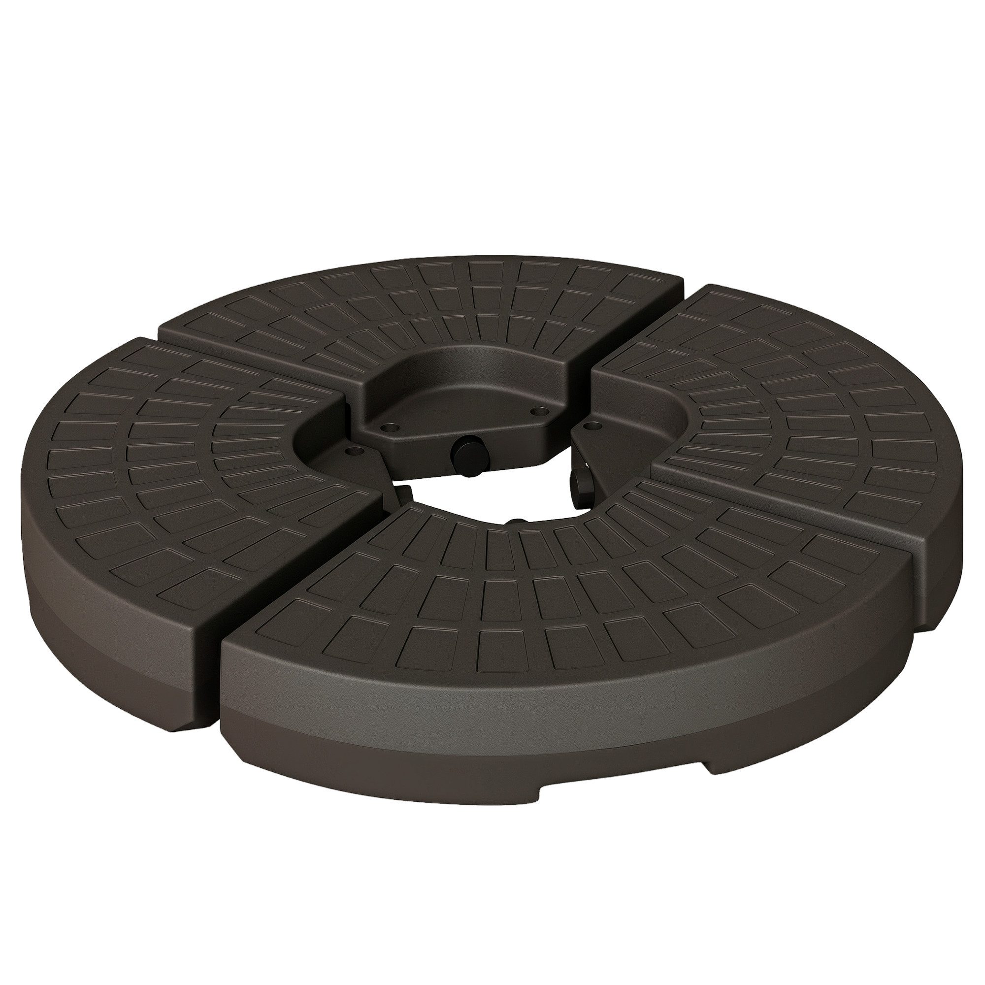 Outsunny Beschwerungsgewicht mit 17 kg Wasser oder 25 kg Sand befüllbar, (Schirmgewicht 4-tlg., 1-tlg., Schirmständer), Kaffee, 100 x 100 x 10,5 cm