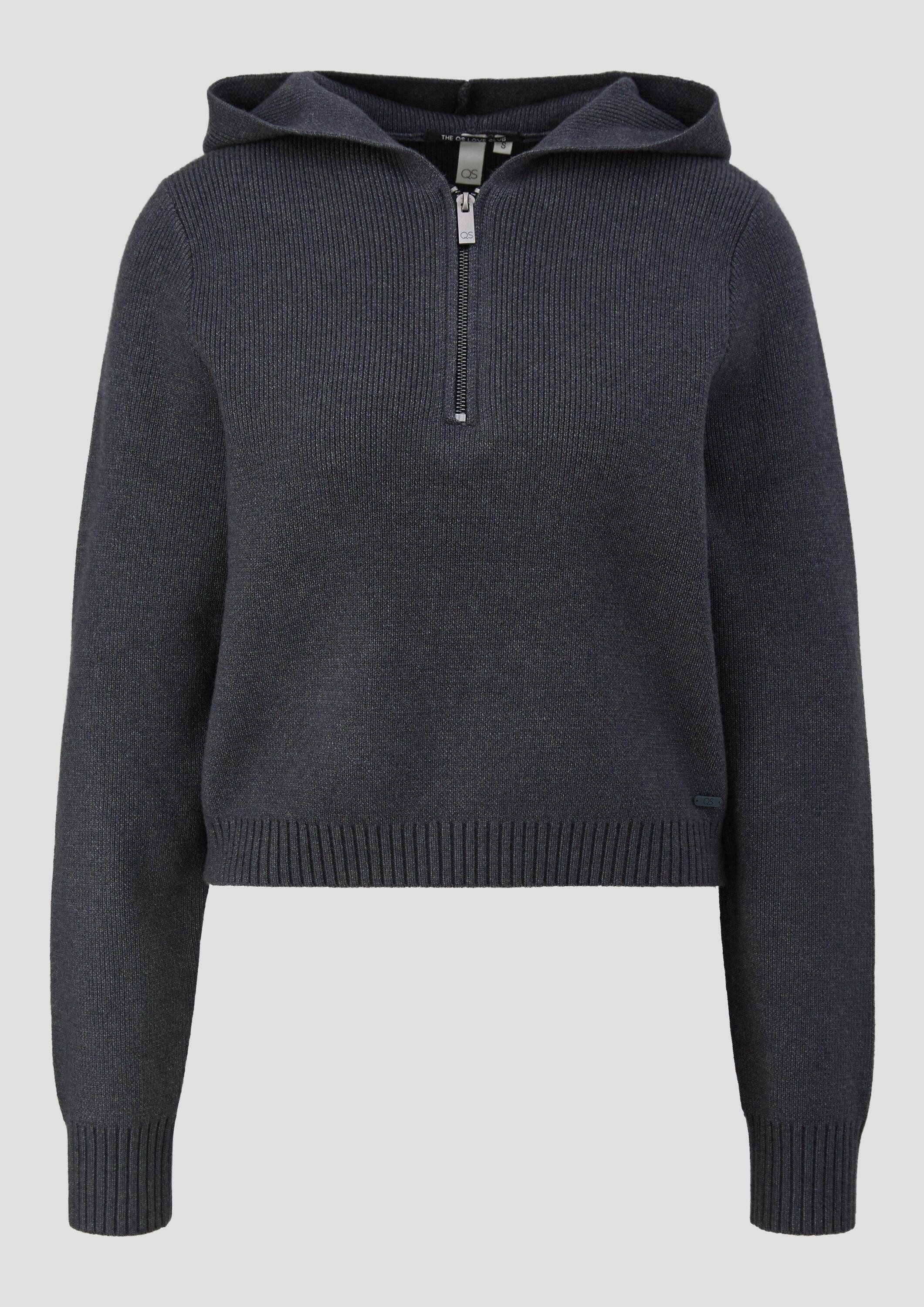 QS Longpullover Strickpullover Gestrickter Hoodie