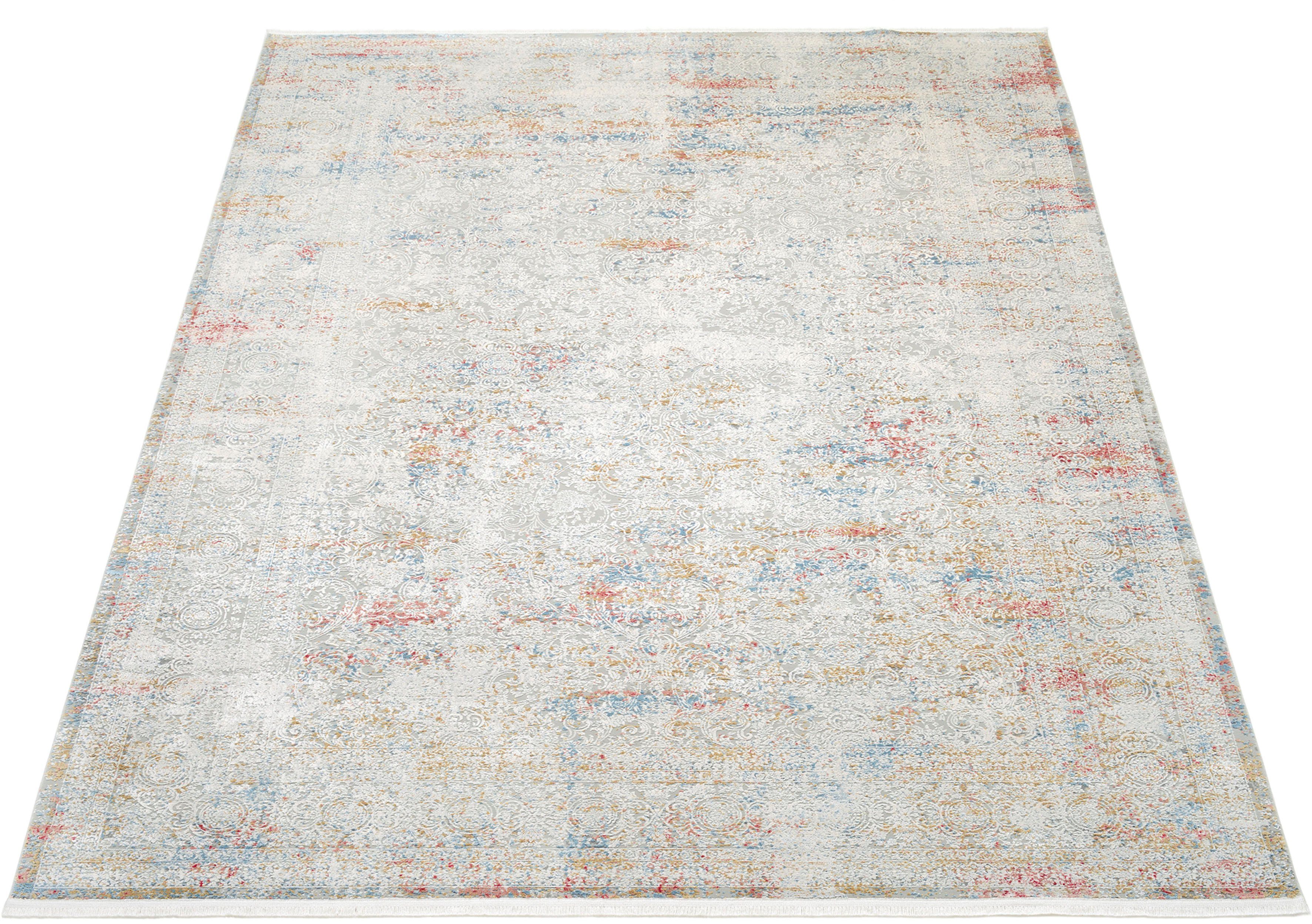 OCI DIE TEPPICHMARKE Teppich ILLUMINATION ZARA, rechteckig, Höhe: 8 mm, Glanz Viskose, mit Fransen, Hoch Tief Struktur, Vintage, Wohnzimmer