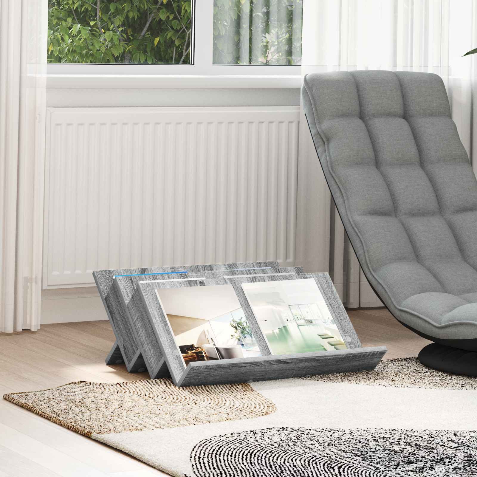 vidaXL Zeitungsständer Magazinregal Graues Sonoma 65 x 53 x 28,5 cm Holzwerkstoff (1 St)