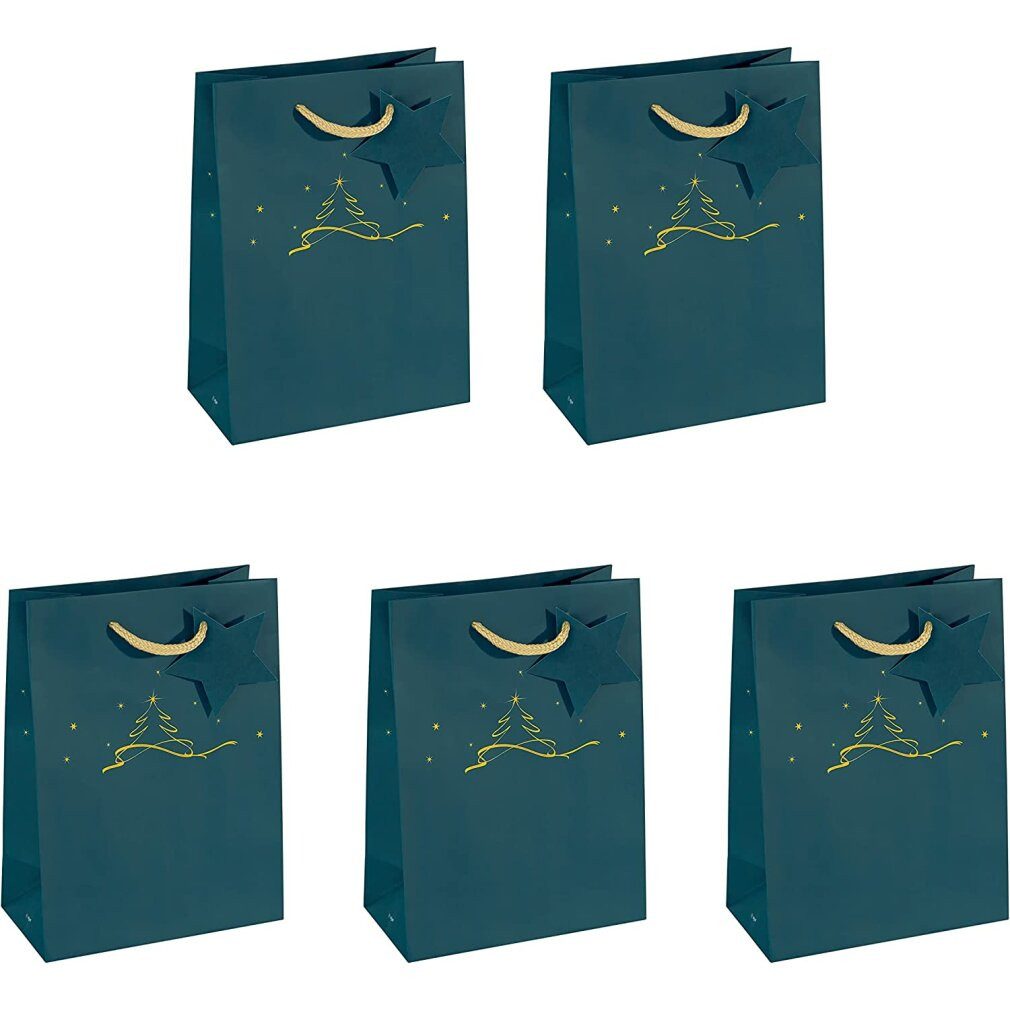 Geschenkpapier 5 Geschenktaschen Christmas tree Motiv 17,0 x 23,0 cm