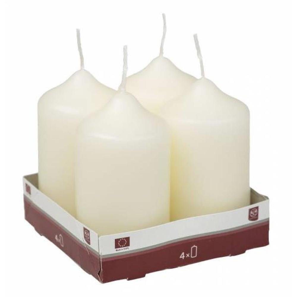 Idena Stumpenkerze 4er Champagner, 50 x 90 mm Wachs Säulenkerzen Blockkerzen Adventskerzen Wachskerze