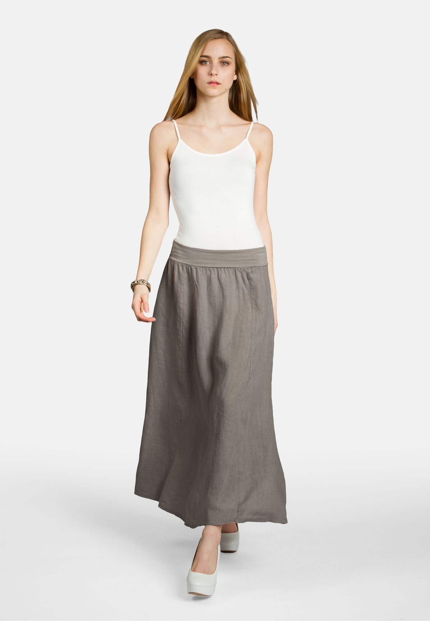 Caspar Faltenrock RO019 Damen langer Maxi günstig online kaufen