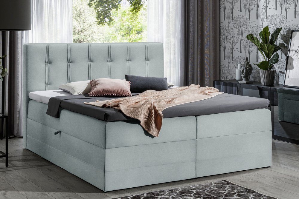 99rooms Boxspringbett Hugo (Schlafzimmerbett, Bett), 120/140/160/180/200, mit Taschenfederkernmatratze, Topper, Bettkasten