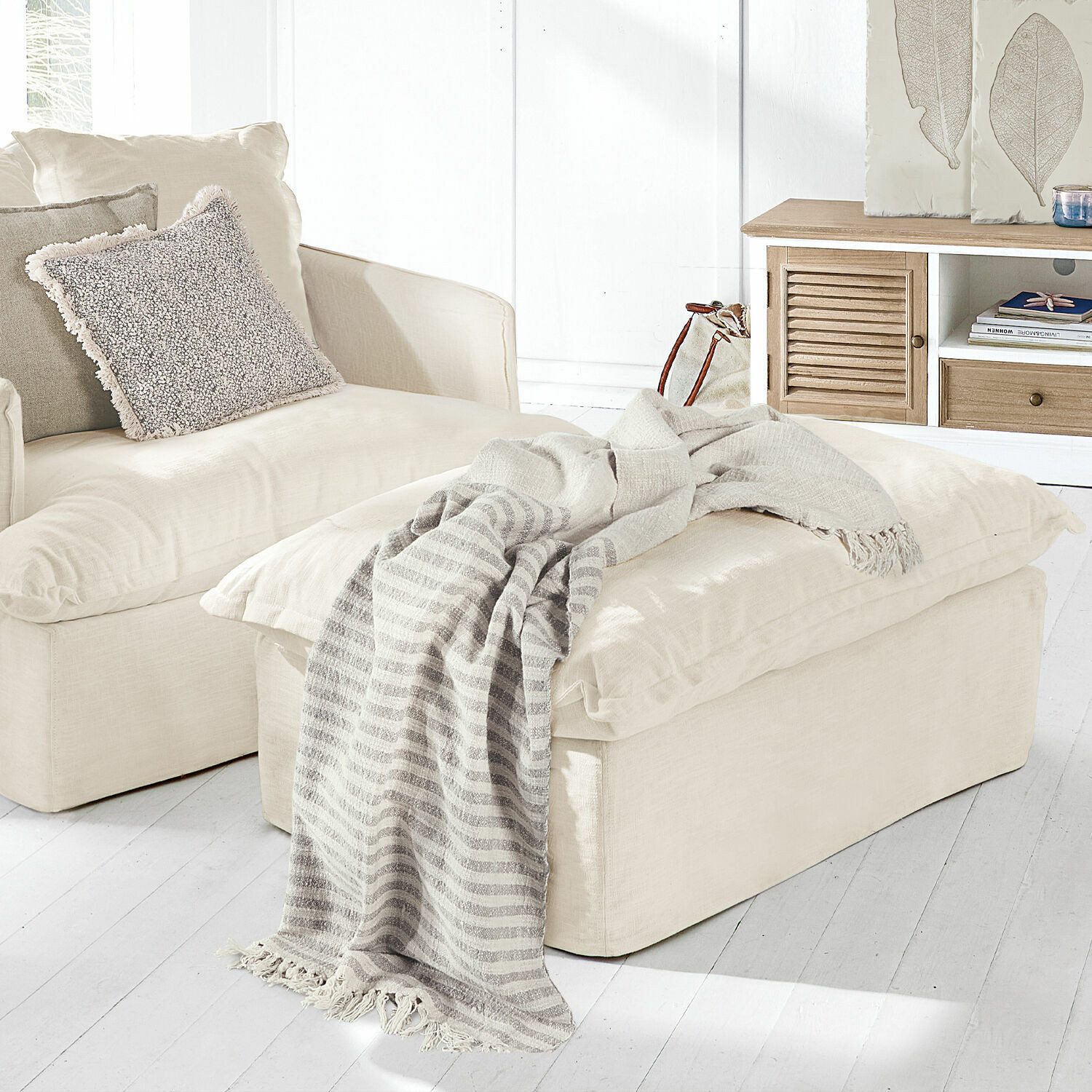 Mirabeau Tagesdecke Plaid Marpent creme/grau – Bild 4 von 5