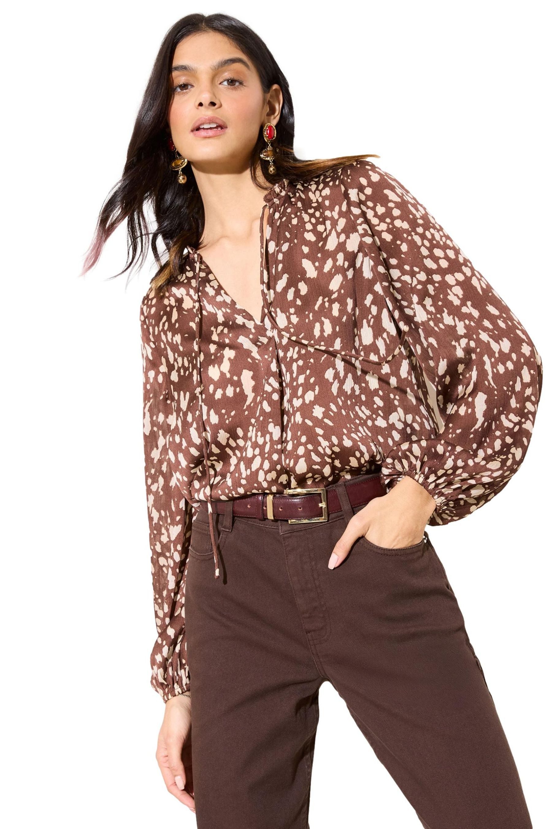 Langarmbluse Friends Like These Chiffon-Bluse mit Bindeband