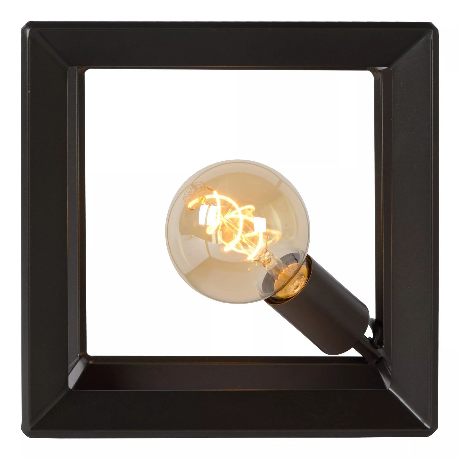Licht-Erlebnisse Nachttischlampe BOLIN, ohne Leuchtmittel, Metall E27 25 cm hoch Anthrazit eckig Retro Design