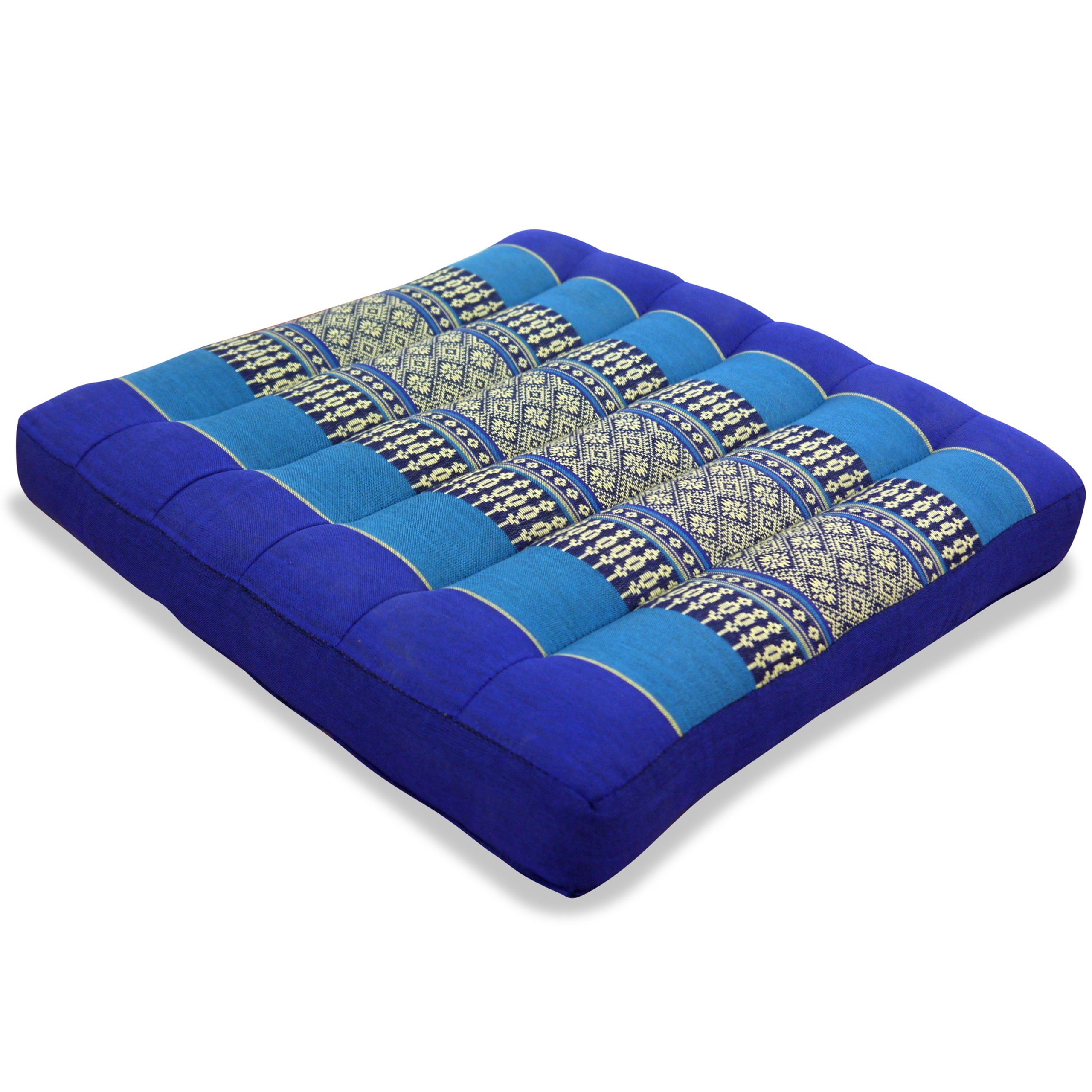 35x35x6cm, livasia und Sitzkissen blau 35 cm, Sitzkissen handgefertigt, vegan Kapok
