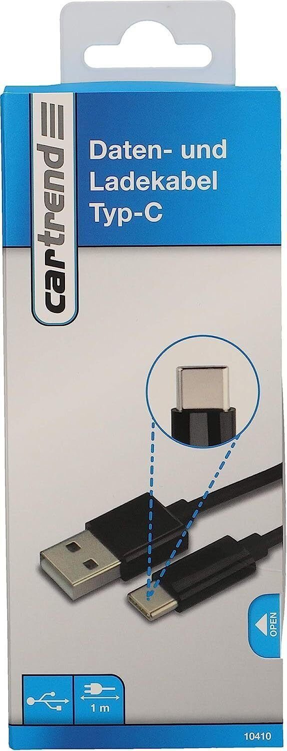 Cartrend Daten und Ladekabel Typ-C Datenübertragung 1m USB Schnellladekabel Autoladekabel, 1m USB Schnellladekabel