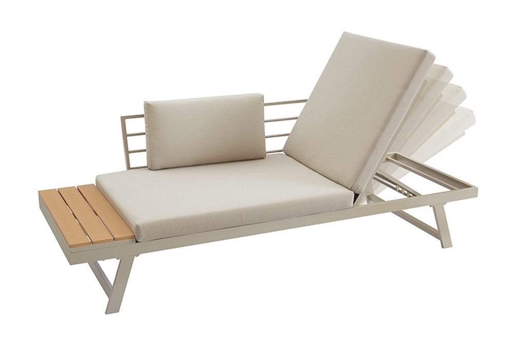 riess-ambiente Loungesofa MODULAR MIAMI 230cm champagner greige - Aluminium, WPC, wetterfest, Einzelartikel 1 Teile, Outdoor-Liege · Balkon/Terrasse/Garten · verstellbares Kopfteil
