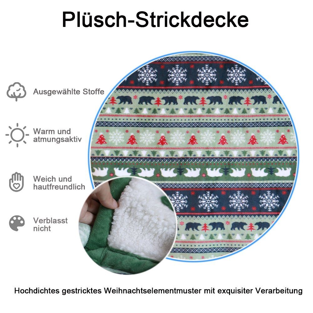 Wohndecke flauschig, warm, Weihnachtsstil, und NUODWELL weich Decke Plüsch-Strickdecke, im