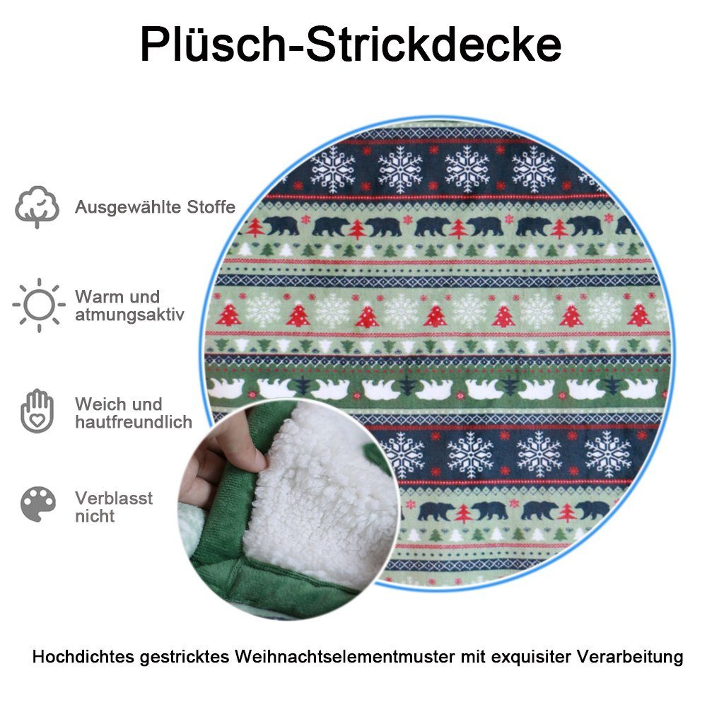 Wohndecke Plüsch-Strickdecke, Decke im Weihnachtsstil, flauschig, günstig online kaufen