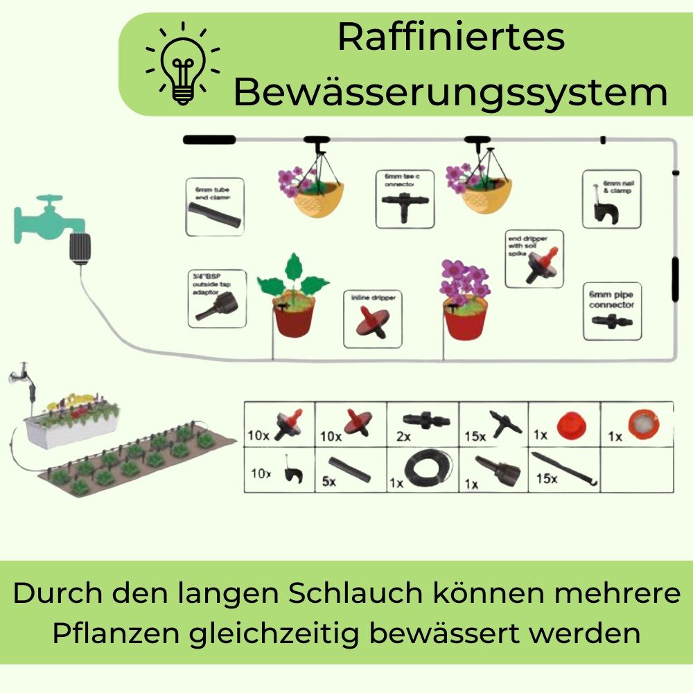 GarPet Bewässerungssystem 3er Set 15 m Bewässerung Garten Tropfbewässerung Tropfschlauch Set