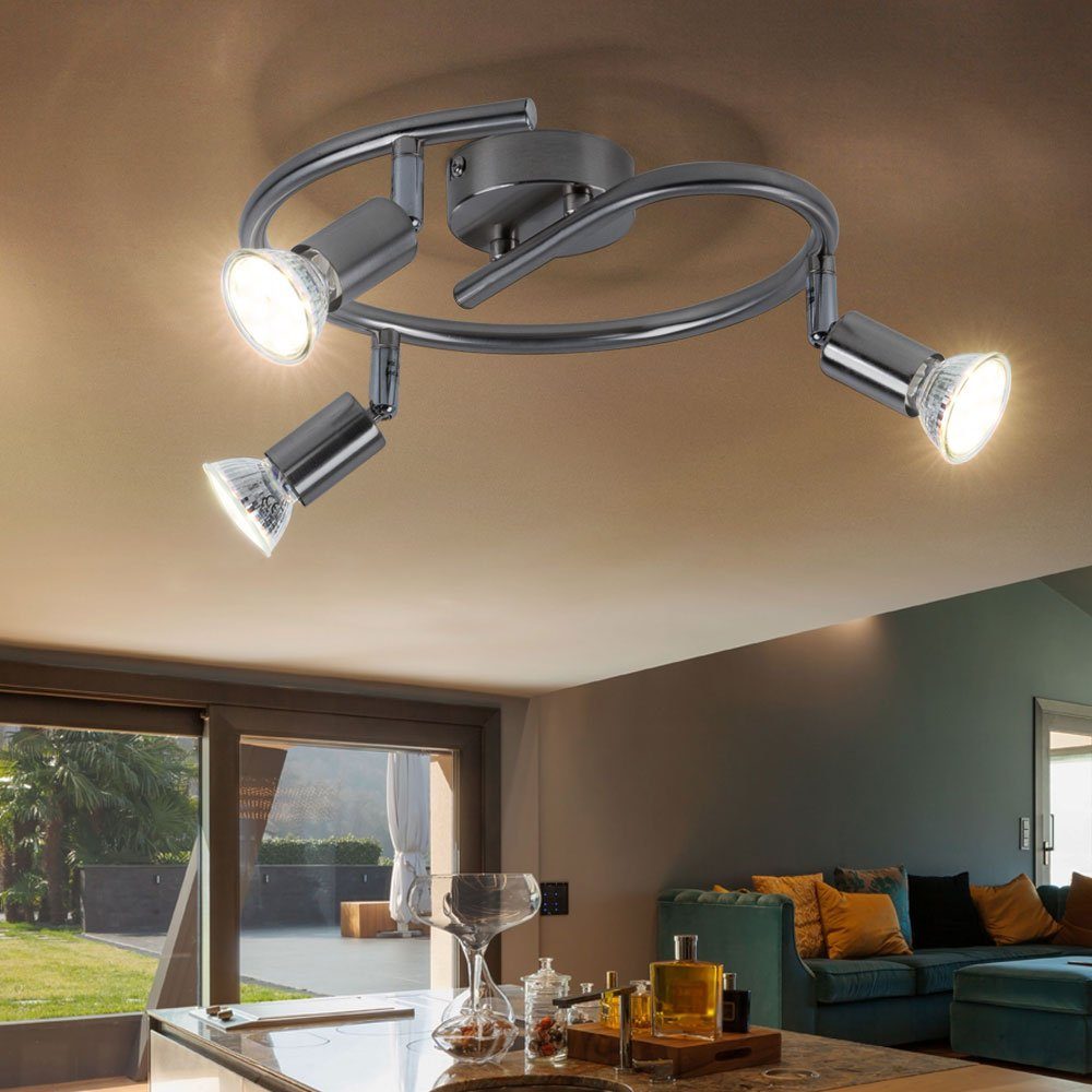 etc-shop LED Deckenleuchte, Leuchtmittel inklusive, Warmweiß, 3-flammige 9W LED Deckenlampe Spot Rondell Leuchte Esszimmer Küche