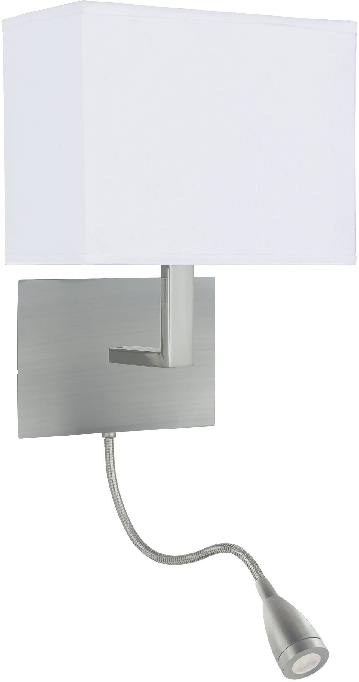 Searchlight Wandleuchte Hotelwandlampe mit LED-Leselampe - Metall und Stoffschirm, ohne Leuchtmittel