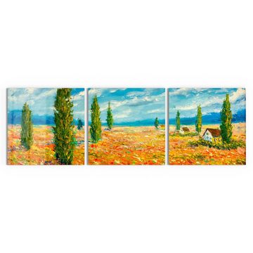 DEQORI Glasbild 'Blumenmeer im Monet-Stil', 'Blumenmeer im Monet-Stil', Glas Wandbild Bild schwebend modern