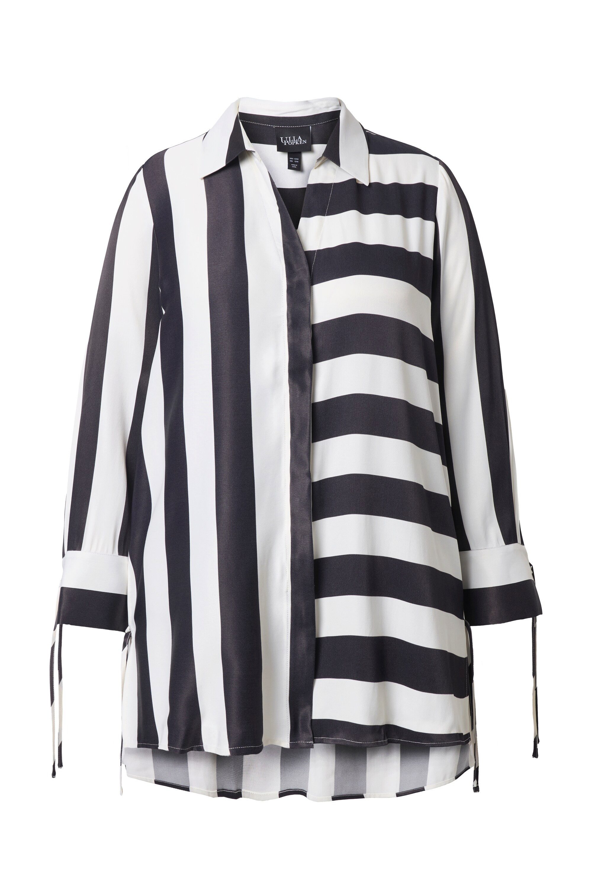 Ulla Popken Hemdbluse Bluse Blockstreifen Hemdkragen Langarm günstig online kaufen