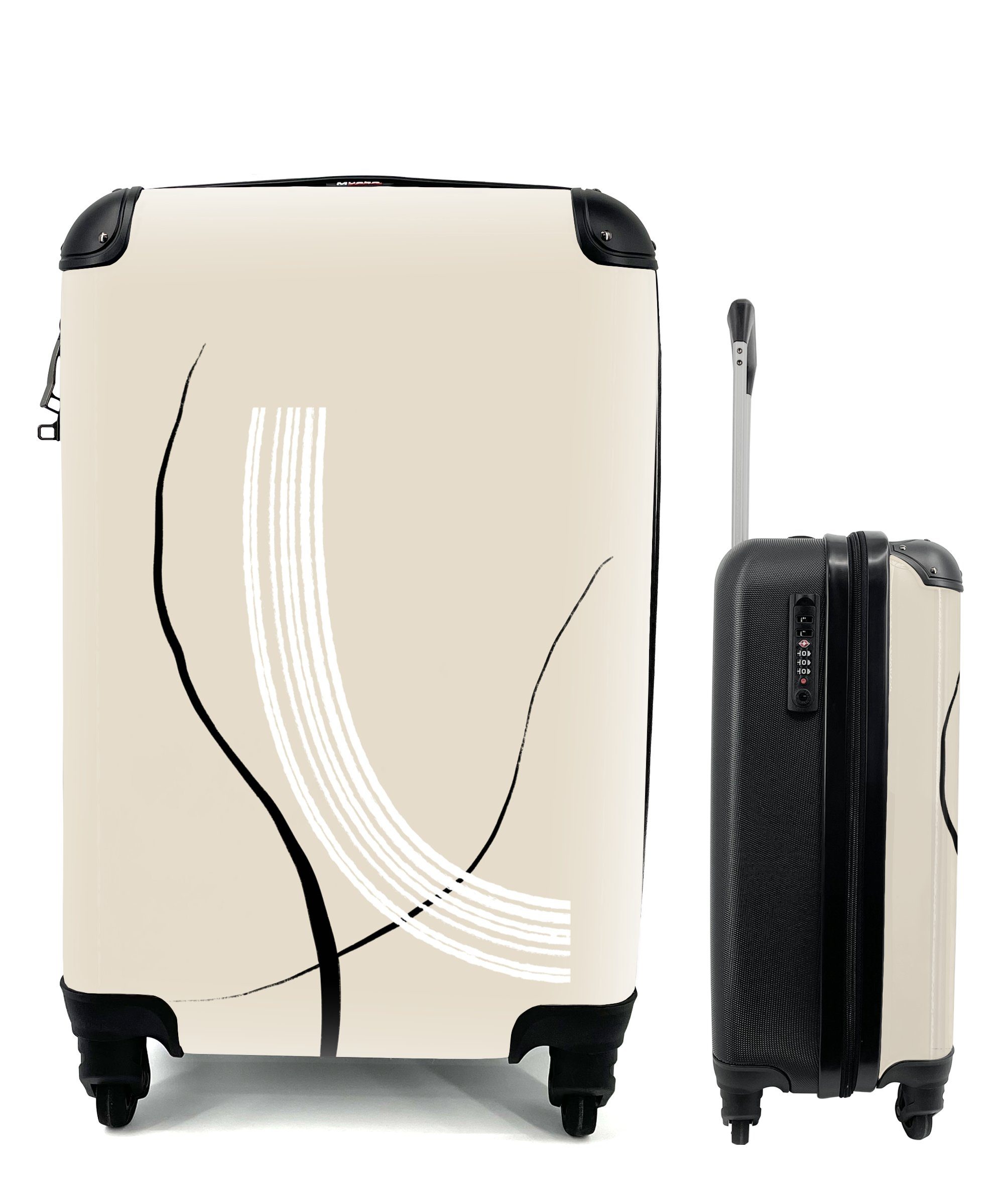 MuchoWow Handgepäckkoffer Linie - Pastell - Gestaltung, 4 Rollen, Reisetasche mit rollen, Handgepäck für Ferien, Trolley, Reisekoffer