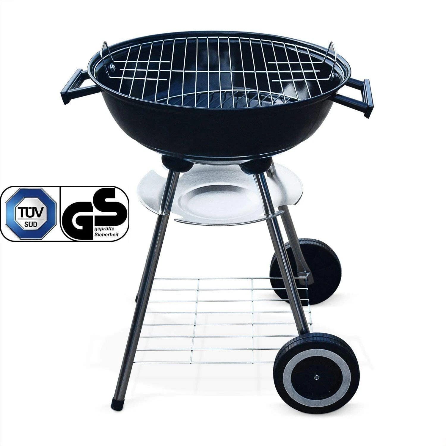 JUNG Holzkohlegrill 44 Cm,Grill Holzkohle, Kugelgrill mit Deckel,Outdoor, Ergonomische Arbeitshöhe . Leicht transportierbar