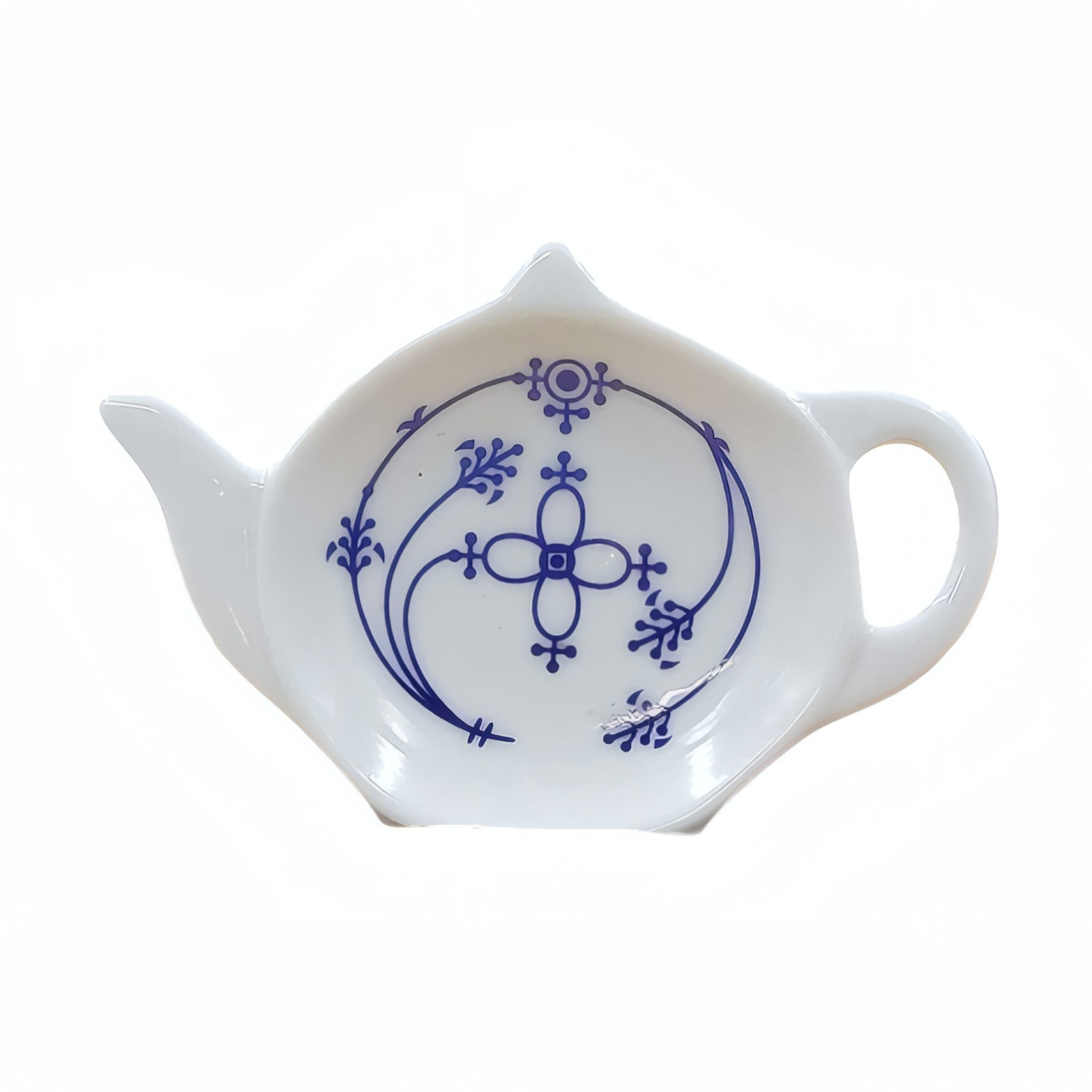 Teesieb Teebeutelablage Indisch blau, Porzellan, ca. 11 × 8,5 × 1,8 cm, Porzellan