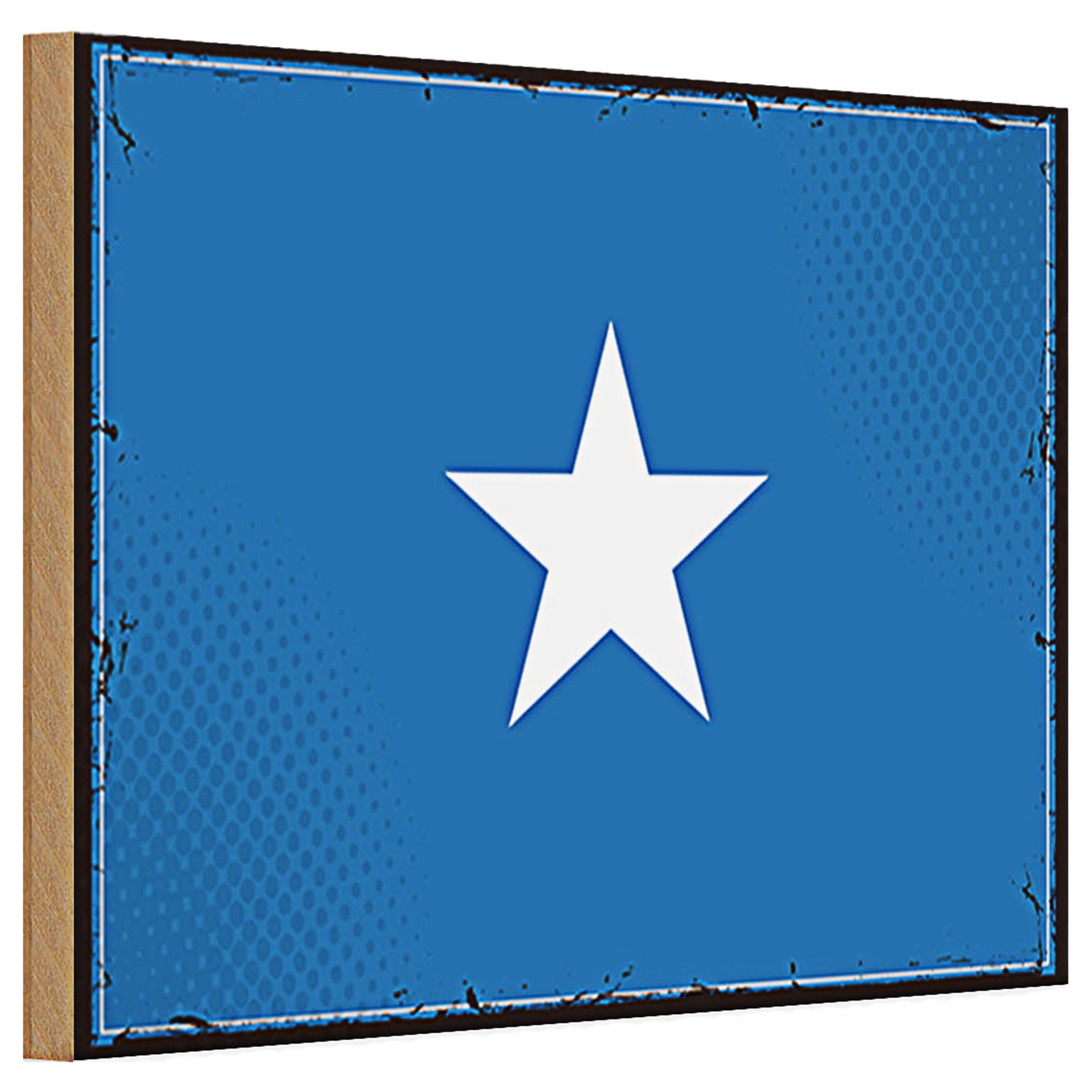 Roomando Holzbild Holzschild Flagge Somalia 30x20cm Retro Flag of Somalia