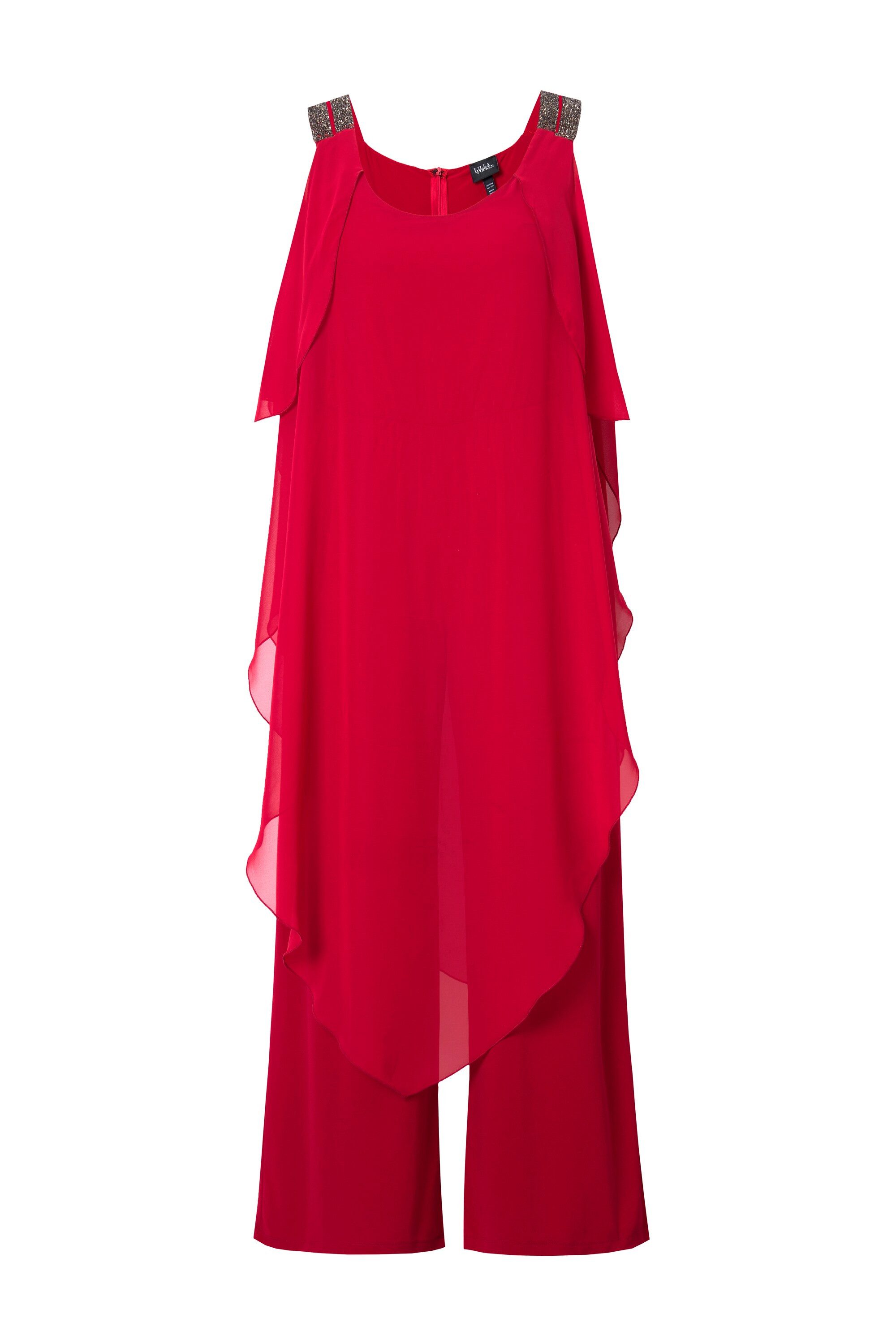 Ulla Popken Schlupfhose Jumpsuit doppellagig Glitzer-Doppelträger ärmellos günstig online kaufen