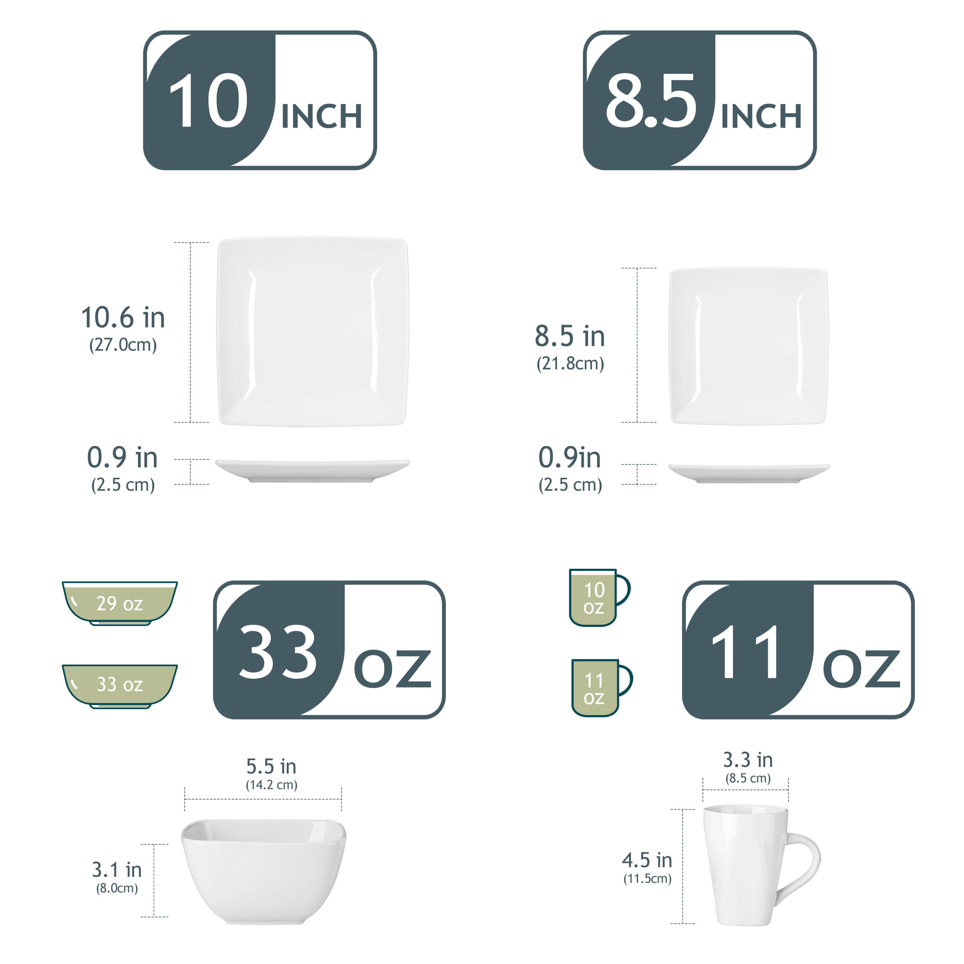 vancasso Geschirr-Set 12/16-tlg Kombiservice, für 4, Steingut, Rechteckig (16-tlg), 4 Personen, Steingut – Bild 2 von 5