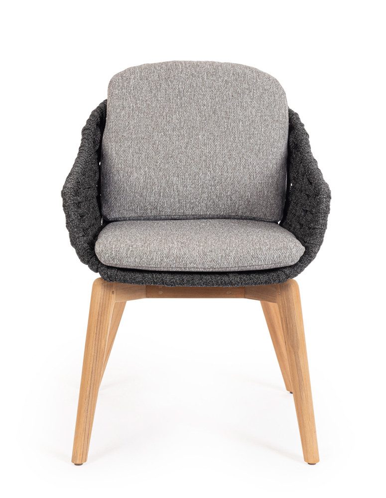 Bizzotto Gartensessel Bizzotto Tamires Stuhl Aluminium/Teak Anthrazit