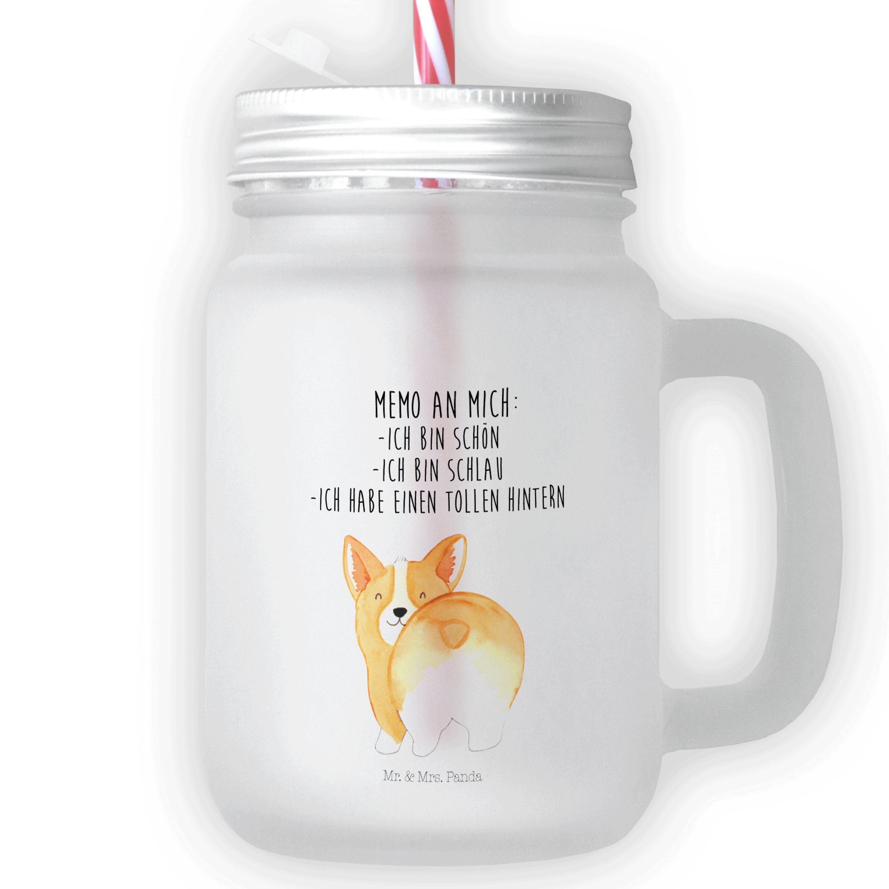 Jar Corgie Panda Premium Geschenk, Mr. Mrs. Mason - Glas Trink, Hunderasse, Glas Po - Transparent & Hund,