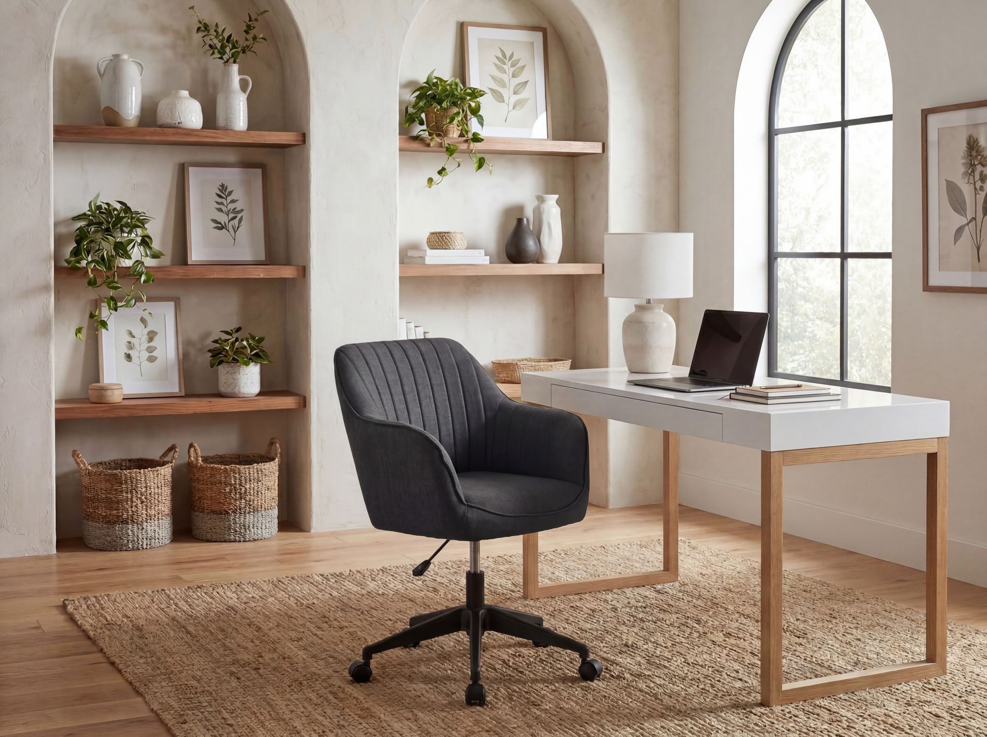 FINEBUY Schreibtischstuhl MIAMI Stoff Drehstuhl Bürostuhl 120 kg Schalenstuhl (Drehstuhl, Schreibtischstuhl MIAMI Anthrazit Stoff), Schalenstuhl Gepolstert, Bürostuhl mit Rollen