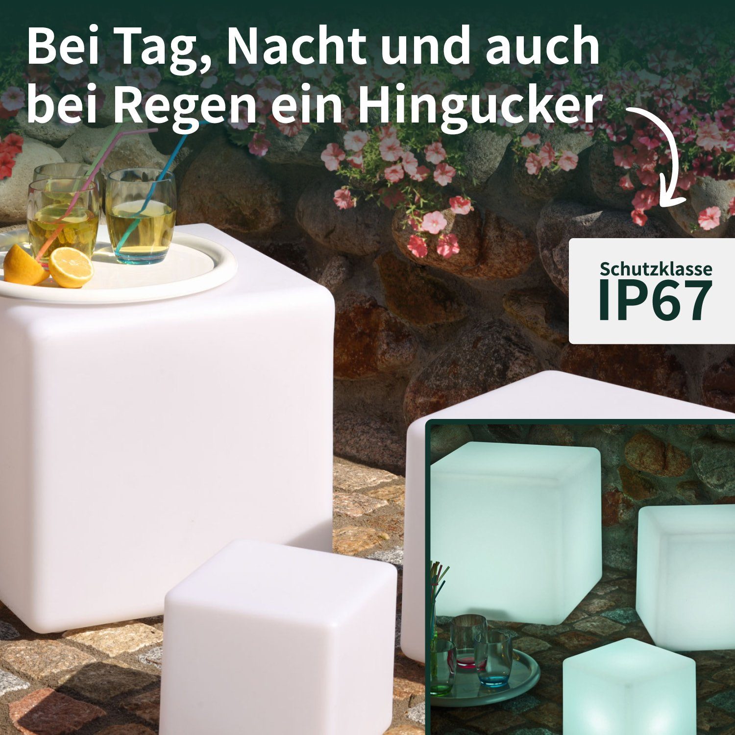 VERDOBA LED Würfel LED Gartenleuchte, Leuchtwürfel mit Akku Beleuchtung für günstig online kaufen