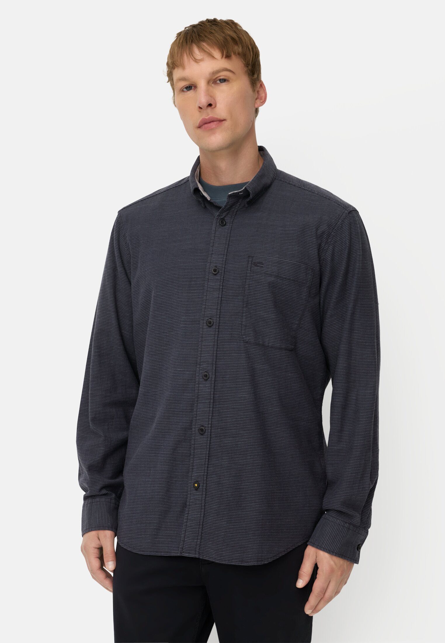 camel active Karohemd mit Brusttasche Langarm Button-Down