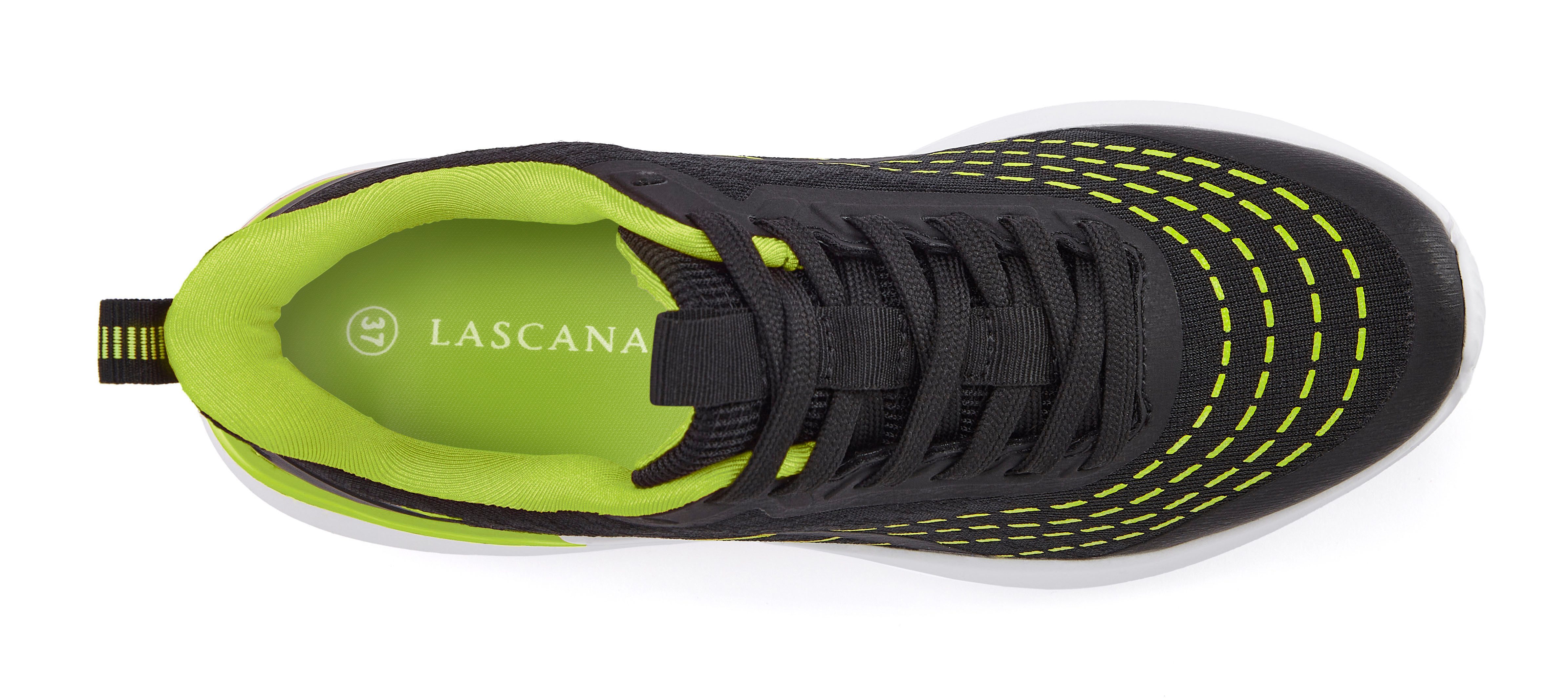 LASCANA Halbschuh, Schnürschuh, Freizeitschuh, Turnschuhe, Sneaker aus Textil mit Farbakzenten